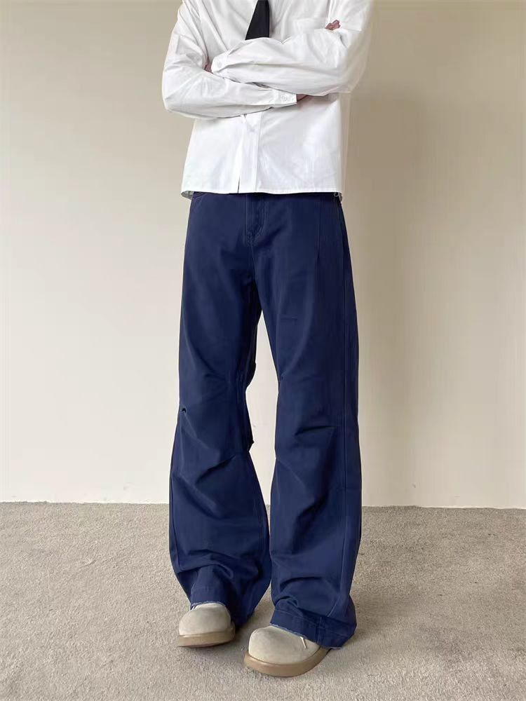 Jean Navy Blue Pleated Workwear Casual Pants Size US 32 / EU 48 - 1 Thumbnail