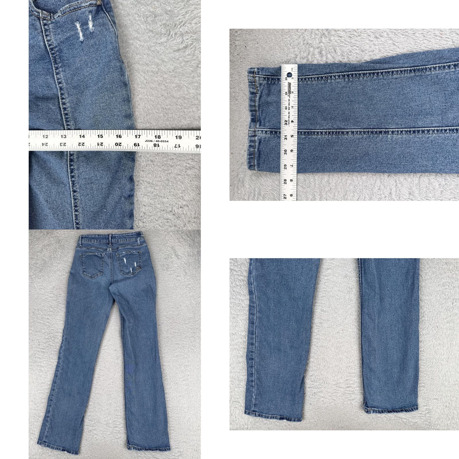 Vintage Indigo Rein Jeans Straight 3 Juniors Blue Medium Wash Distressed 25x32.5 Mid Rise White? Size 26" / US 2 / IT 38 - 9 Thumbnail