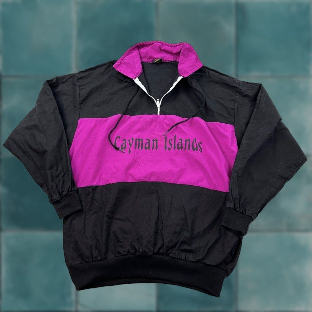Vintage VINTAGE Cayman Islands Jacket Women XL Black 1/4 Zip Made in USA Size XL / US 12-14 / IT 48-50 - 1 Thumbnail
