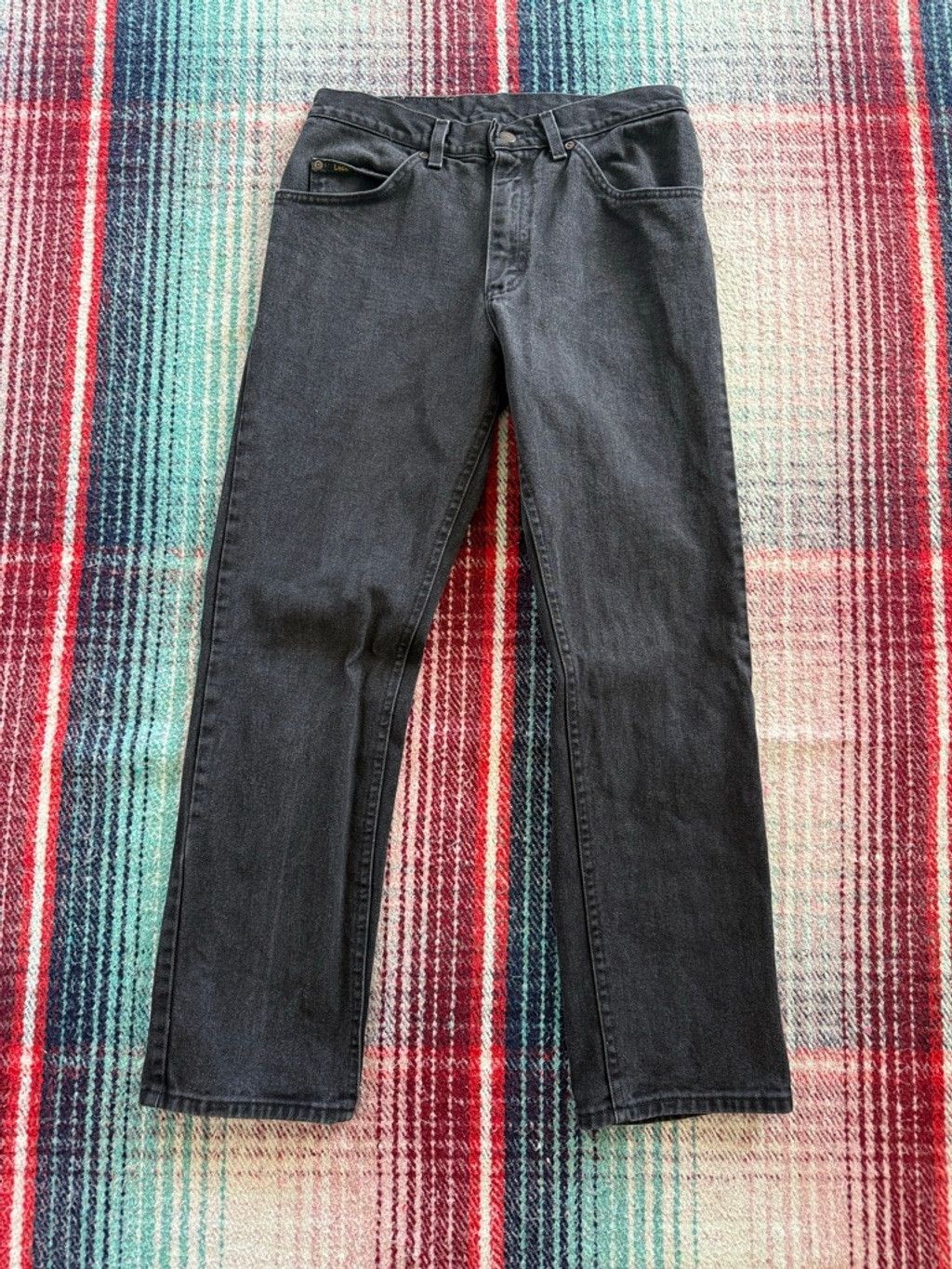 Lee × Vintage Vintage Lee Black Straight Leg Jeans 31x29 Size 31" - 1 Thumbnail