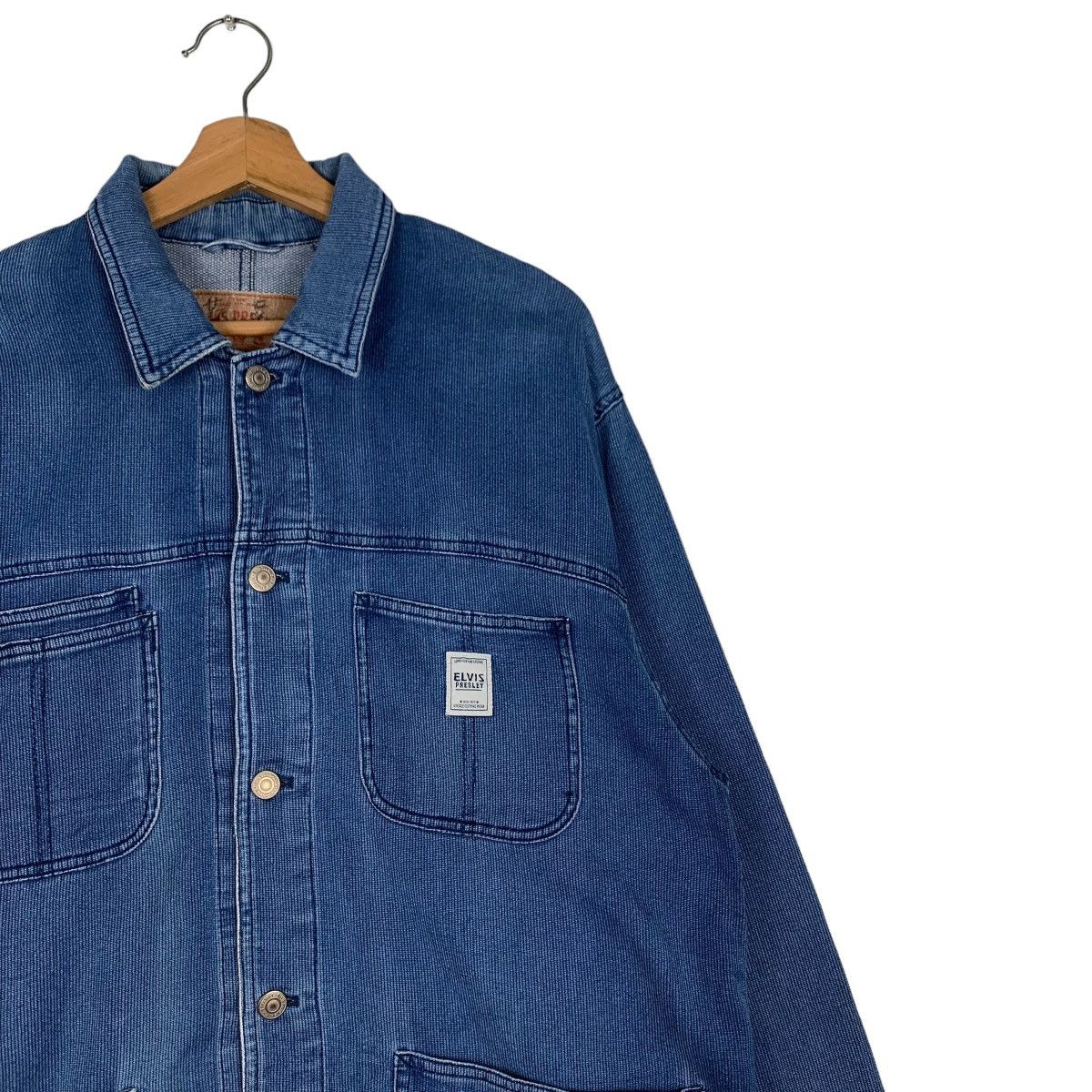 Vintage ELVIS PRESLEY 4 POCKET CHORE DENIM JACKET #0567-C26 Size US L / EU 52-54 / 3 - 5 Thumbnail
