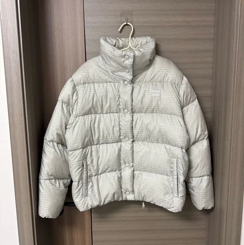 Miu Miu Miu Miu Silver Nylon Women's Puffer Jacket 0089 Size L / US 10 / IT 46 - 1 Thumbnail