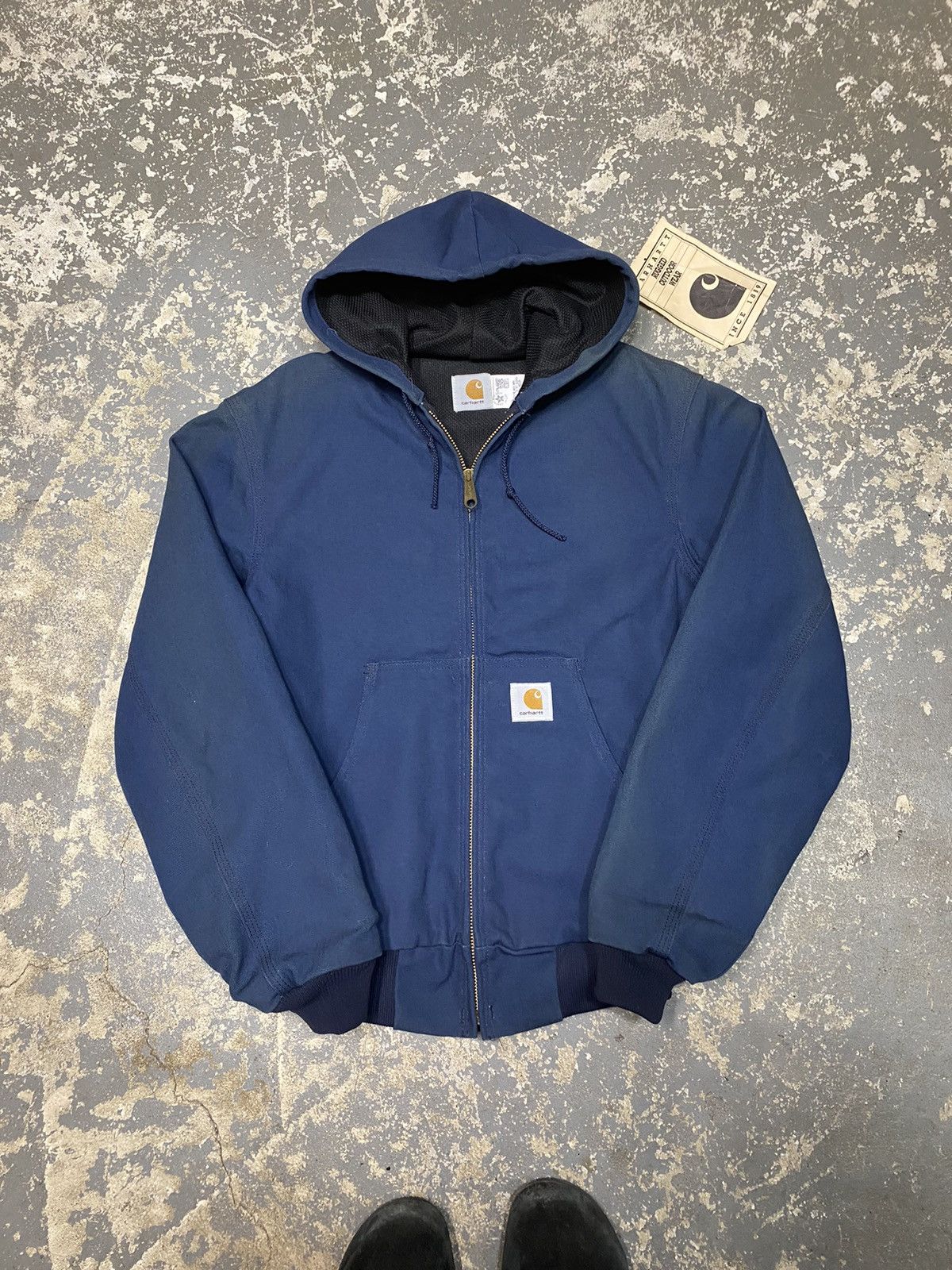Vintage Carhartt Blue Hooded Active Jacket JR102 New