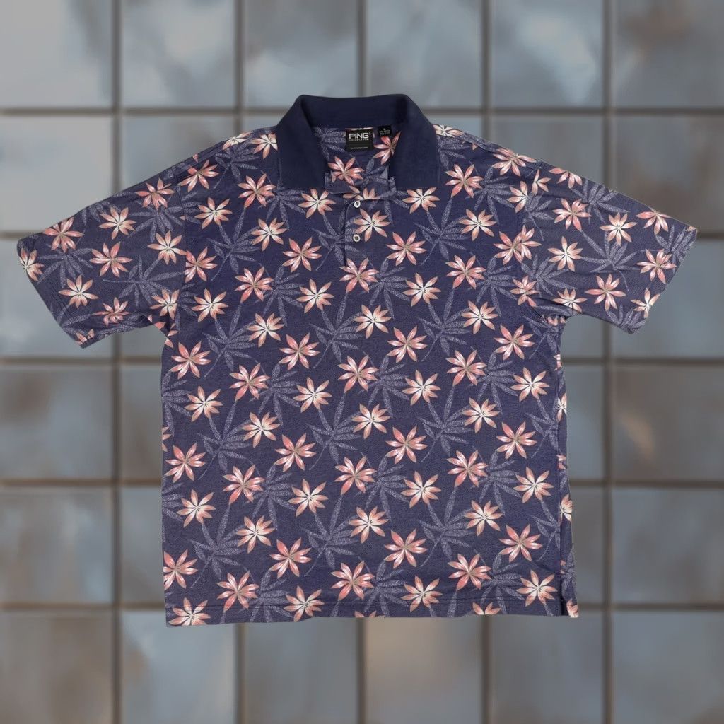 Vintage PING Polo Shirt Mens Large Blue Floral Golf UV Protection Size US L / EU 52-54 / 3 - 1 Thumbnail