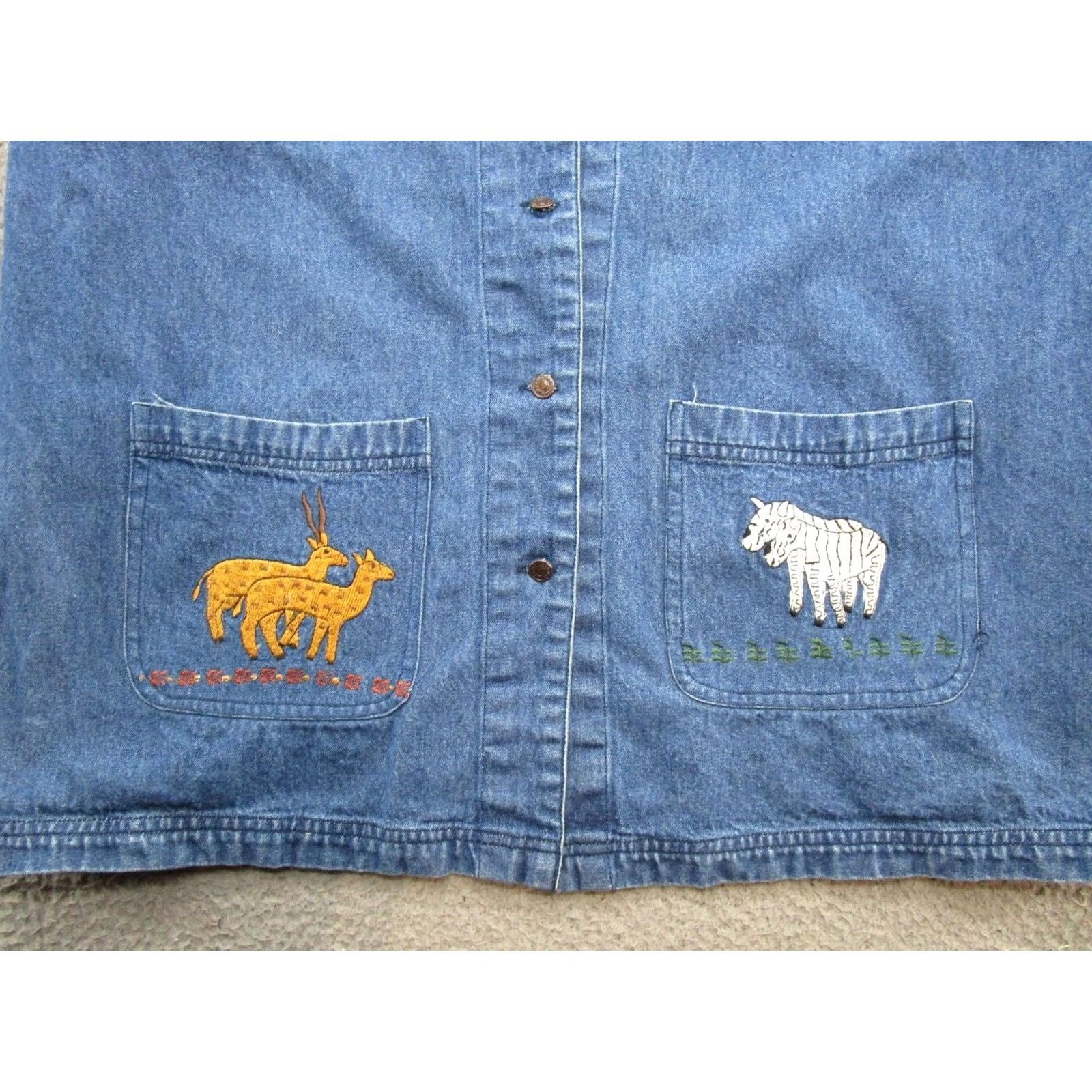Vintage VINTAGE Way to Go Denim Jacket Women's XL Embroidered Animals Blue Denim Size XL / US 12-14 / IT 48-50 - 2 Thumbnail