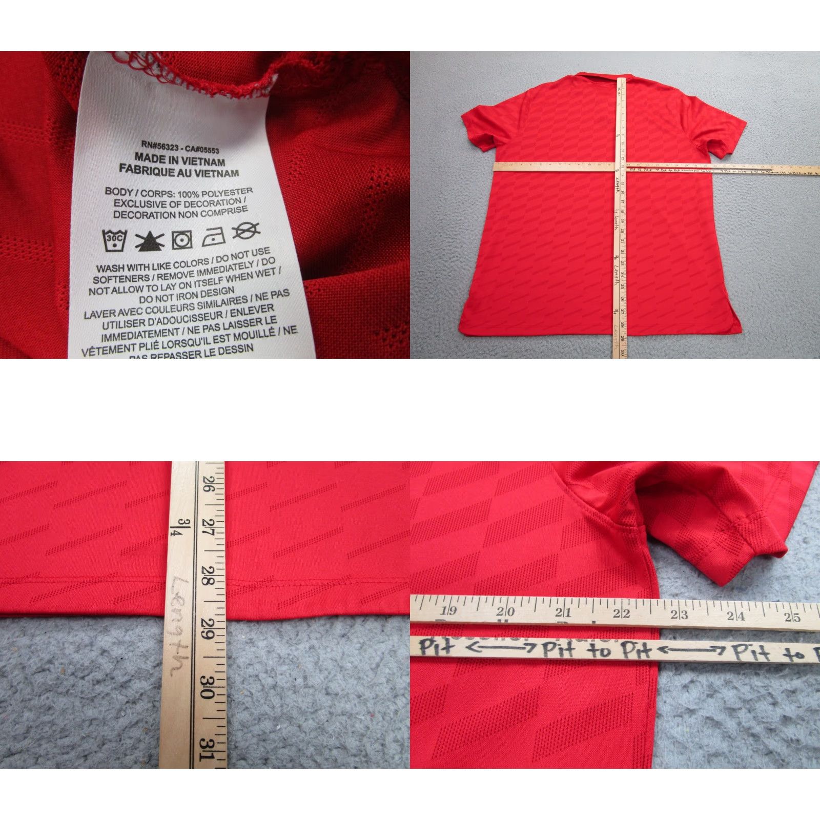 Nike Nike Golf Polo Shirt Mens Large Dri-FIT Regular Fit Red Geometric Vented Size US L / EU 52-54 / 3 - 8 Thumbnail