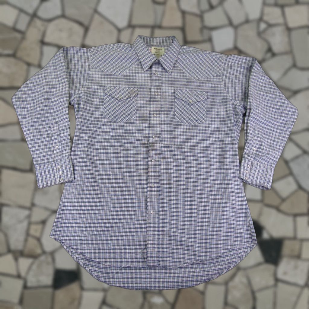 Vintage VINTAGE Ruddock Western Shirt Mens 2XL Blue Plaid Button-Up Cowboy Western Collared Snap Shirt Size US XXL / EU 58 / 5 - 1 Thumbnail