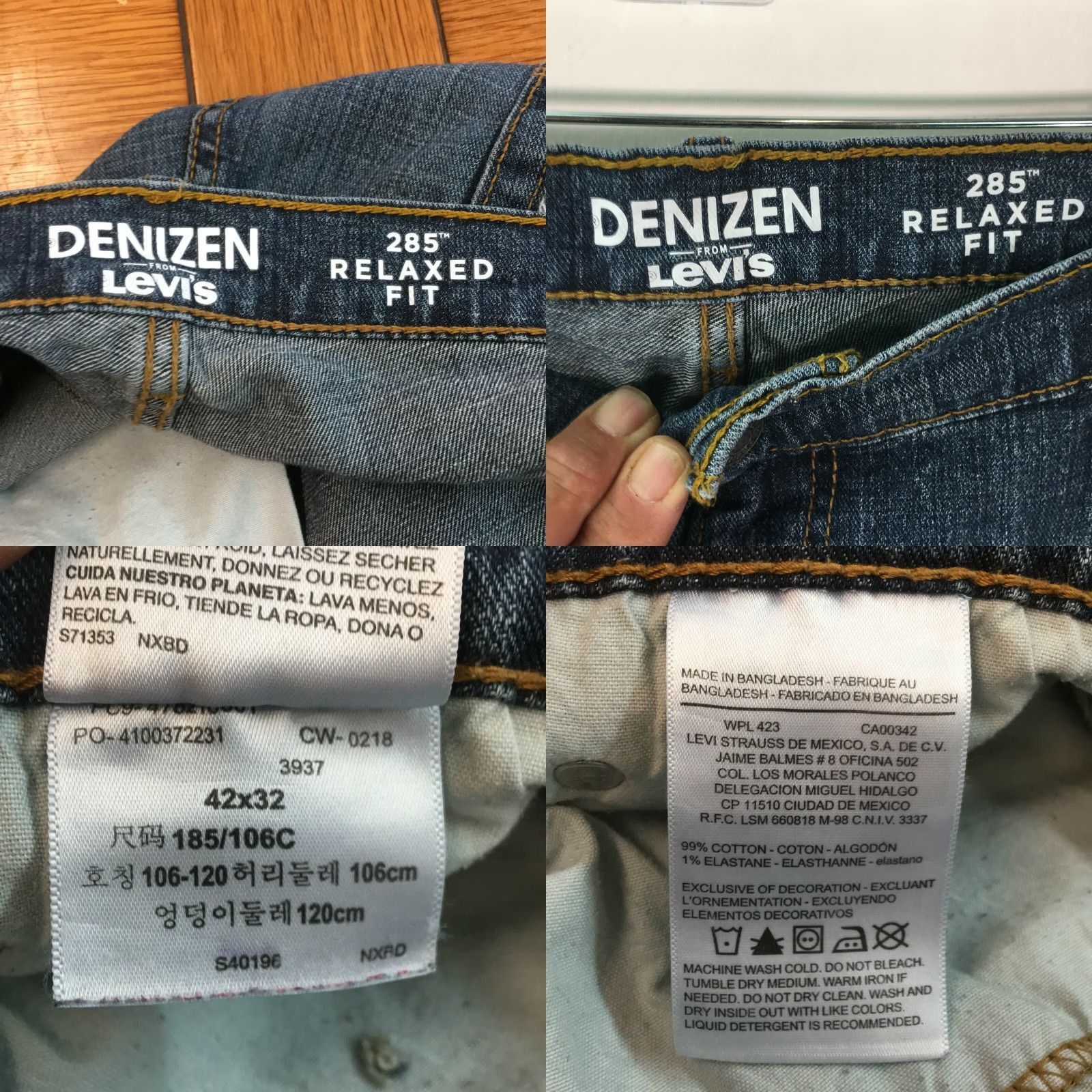 Levi's Levi's 285 Denizen Jeans - Mens - Jeans - 42X32 - Blue - Relaxed Mid Rise - 5 Pocket - Denim - Button Closure - 32 Inseam - Straight Style Size US 44 / EU 60 - 8 Thumbnail