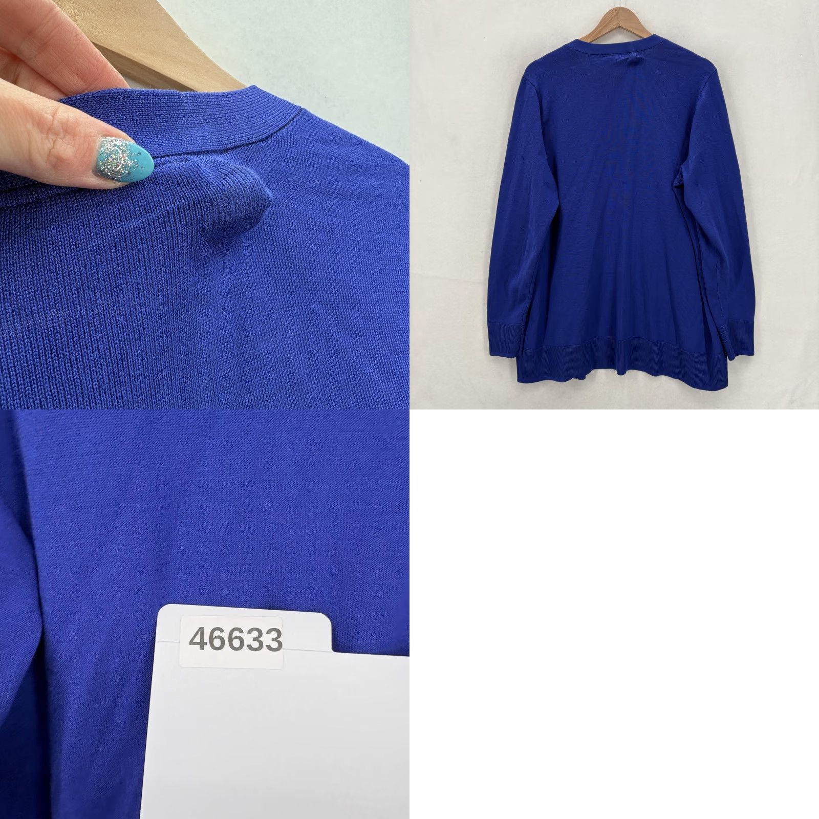 Vintage Lane Bryant Cardigan Sweater Womens 18/20 Blue Open Front Knit Long Sleeve NWT Size XXL / US 16-18 / IT 52-54 - 9 Thumbnail