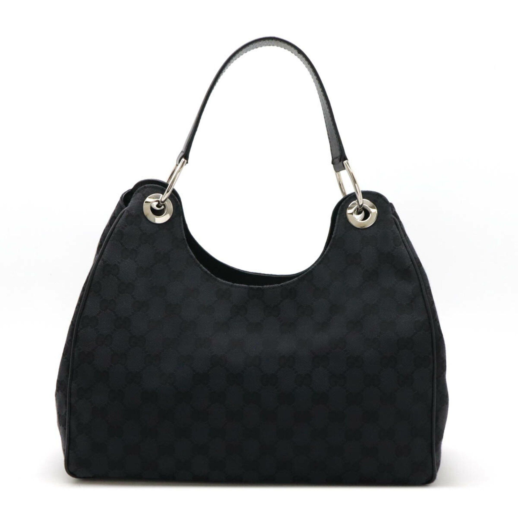 Gucci GG Canvas Shoulder Bag Handbag Leather Black 244343, Women's