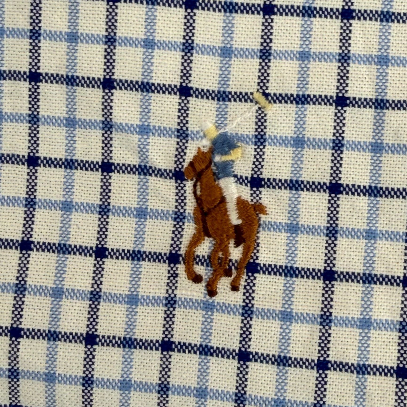 Polo Ralph Lauren Polo Ralph Lauren Stretch Oxford Shirt Men Large Blue Plaid Slim Fit Button-Up with Stretch Wool? Size US L / EU 52-54 / 3 - 3 Thumbnail