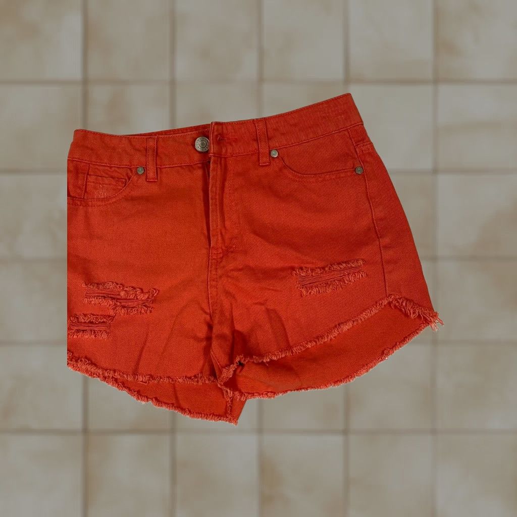 Denime Refuge Womens Shorts 0 orange Denim Casual 26in Waist Cotton Button Front Flat Front Mid Rise Regular Stretch Size 26" / US 2 / IT 38 - 1 Thumbnail
