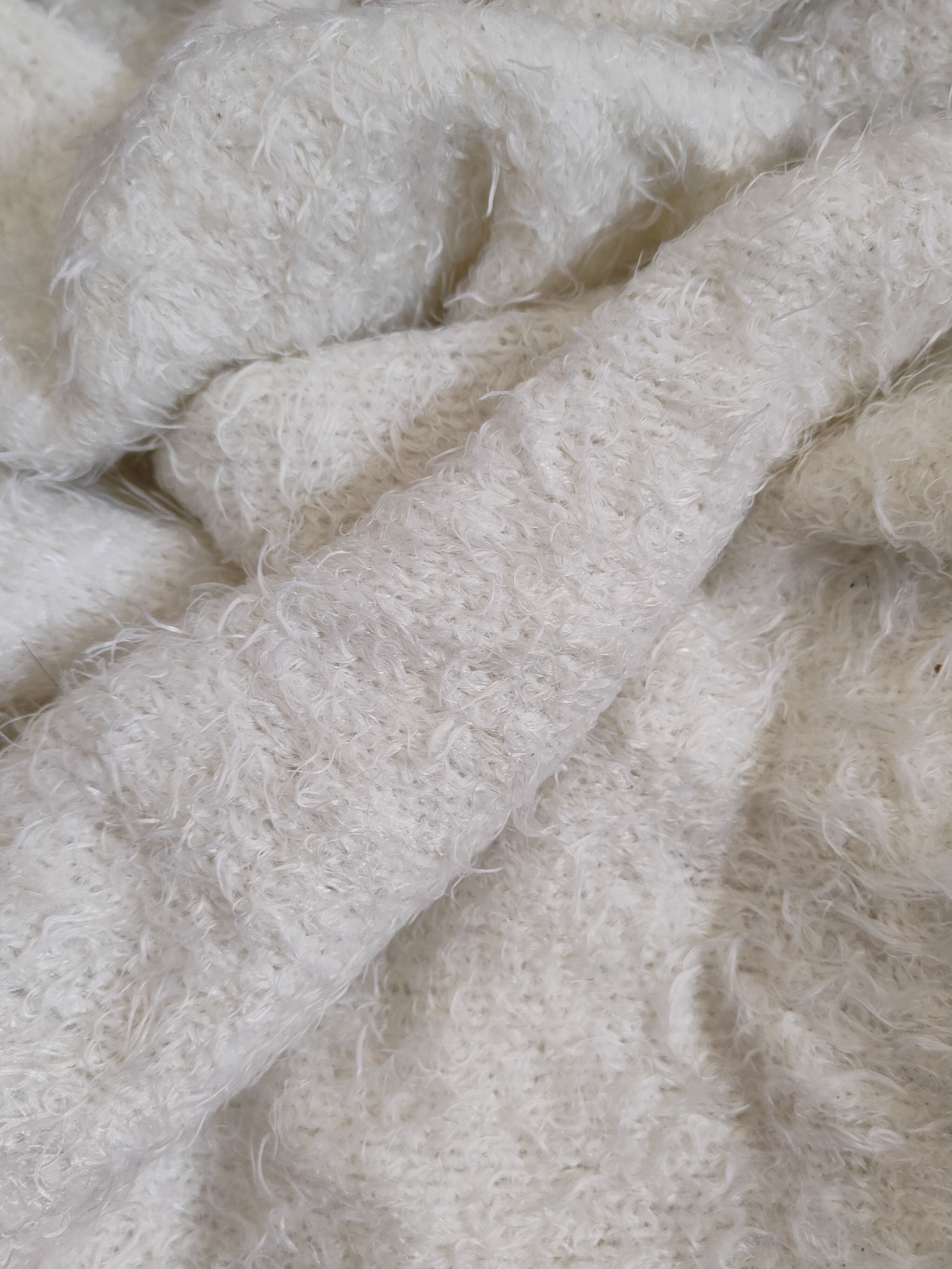 Homespun Knitwear Olive Girl Ivory Shag Shaggy Fur Mohair Knitwear #S2005 Size XL / US 12-14 / IT 48-50 - 10 Thumbnail