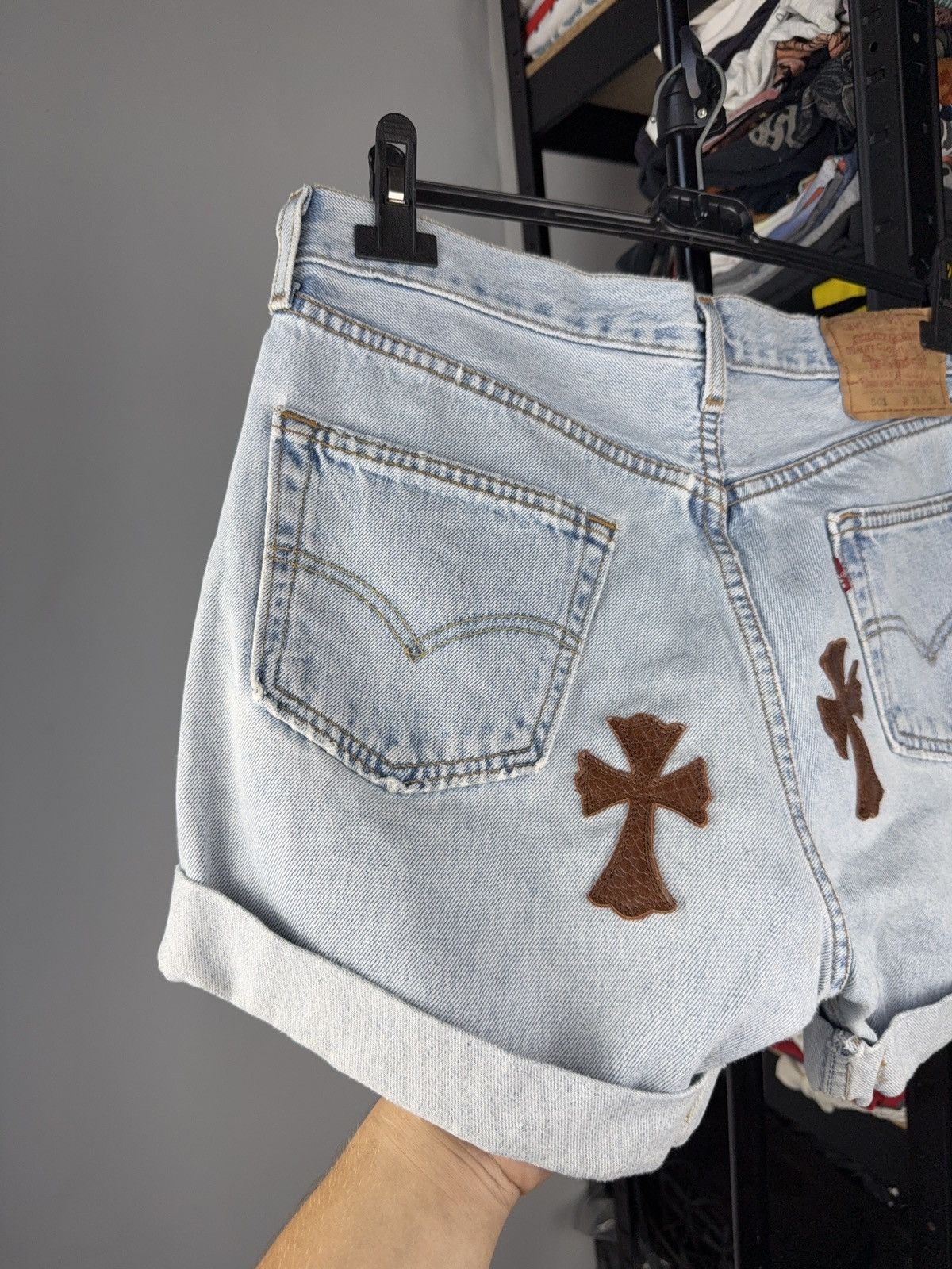 Levi's Vintage 90s Archival Chrome Hearts Style Cross Denim shorts Size 31" - 7 Thumbnail