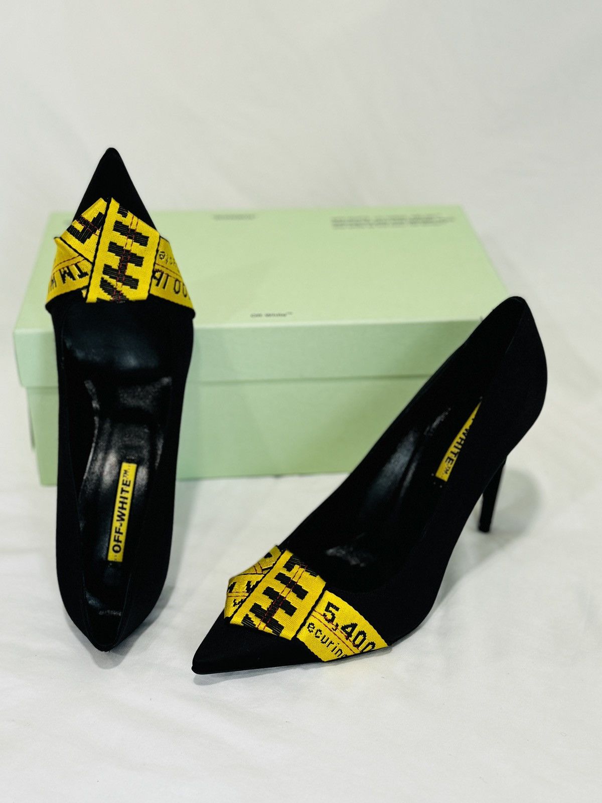 Off-White Off-White Black/Yellow Satin and Logo Canvas Pumps Size 41 Size US 10.5 / IT 40.5 - 3 Thumbnail