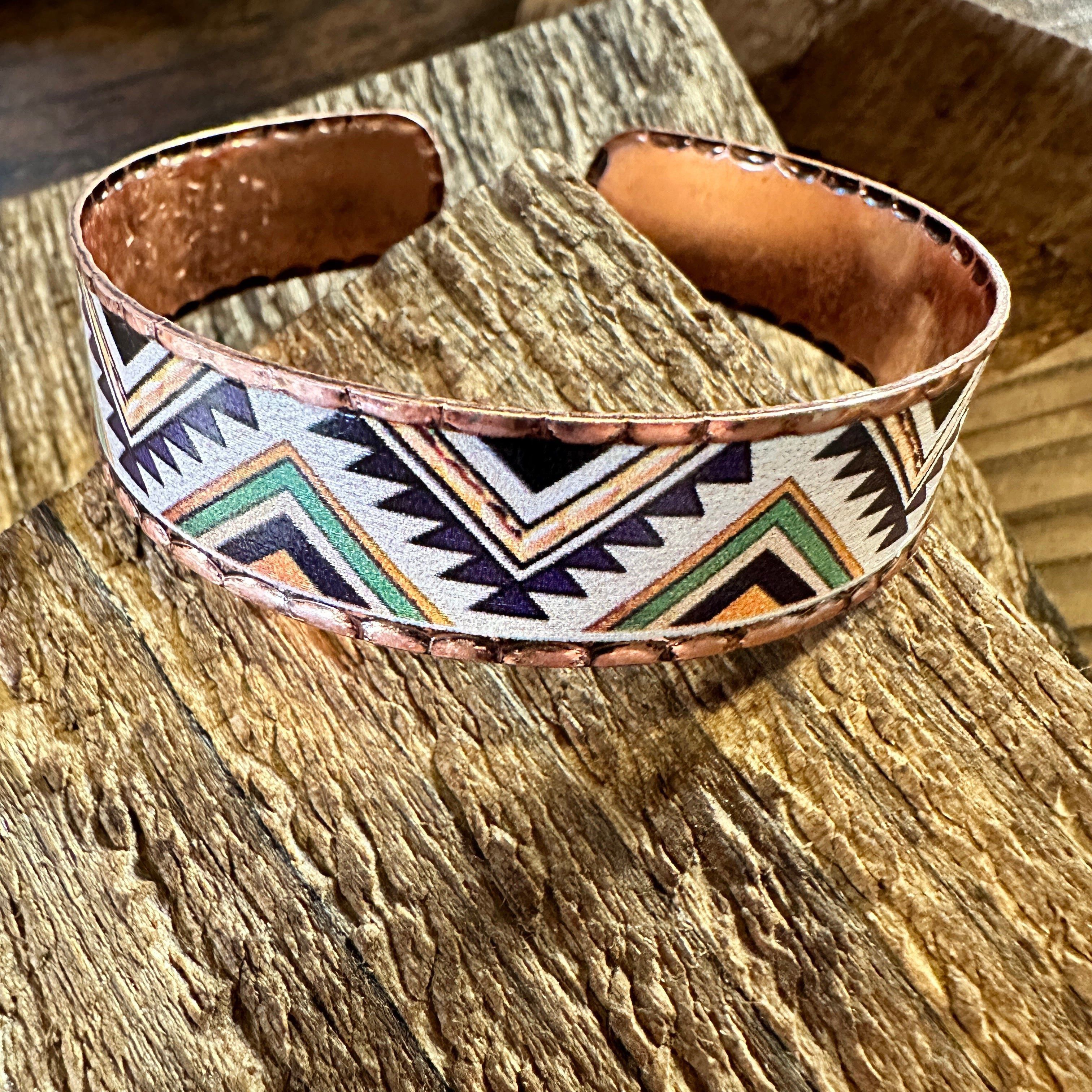 Other Handmade Boho Native American Aztek Copper Narrow Cuff Brace Size ONE SIZE - 5 Thumbnail