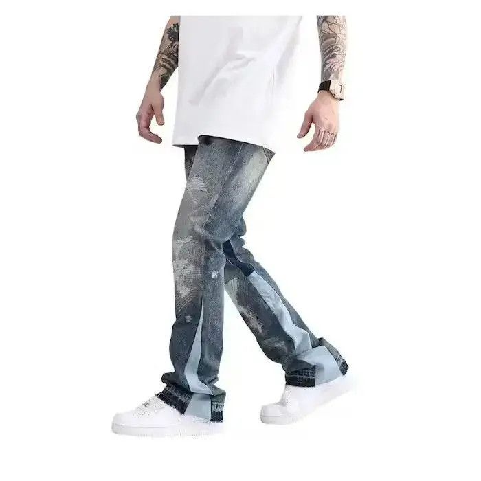 Japanese Brand Paint Splatter Stacked Denim Jeans Size US 34 / EU 50 - 3 Thumbnail
