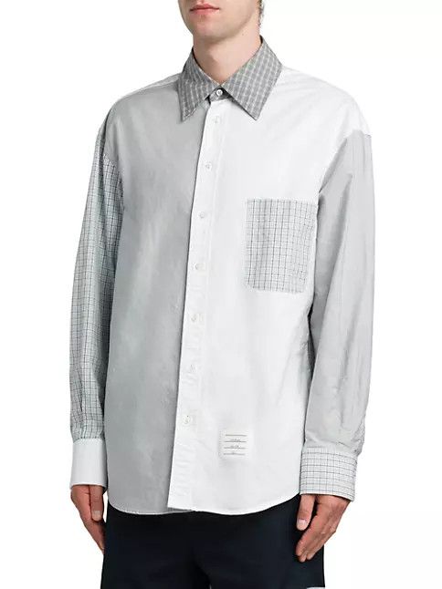 Thom Browne os11x0724 Fun Mix Oversized Button-Front Shirt White/Grey Size US M / EU 48-50 / 2 - 3 Thumbnail