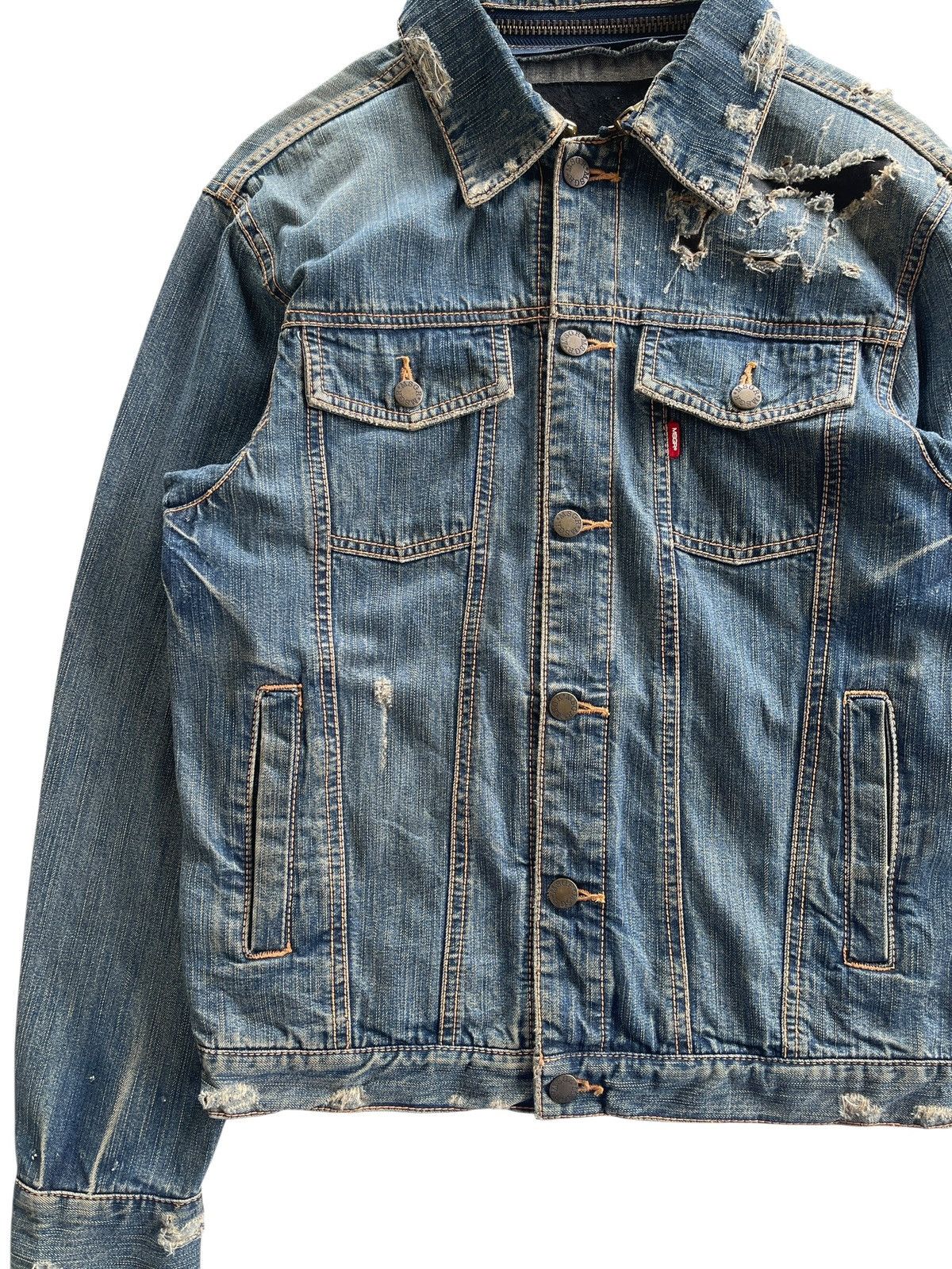 Japanese Brand MSGR Distressed Denim Jacket Size US M / EU 48-50 / 2 - 7 Thumbnail