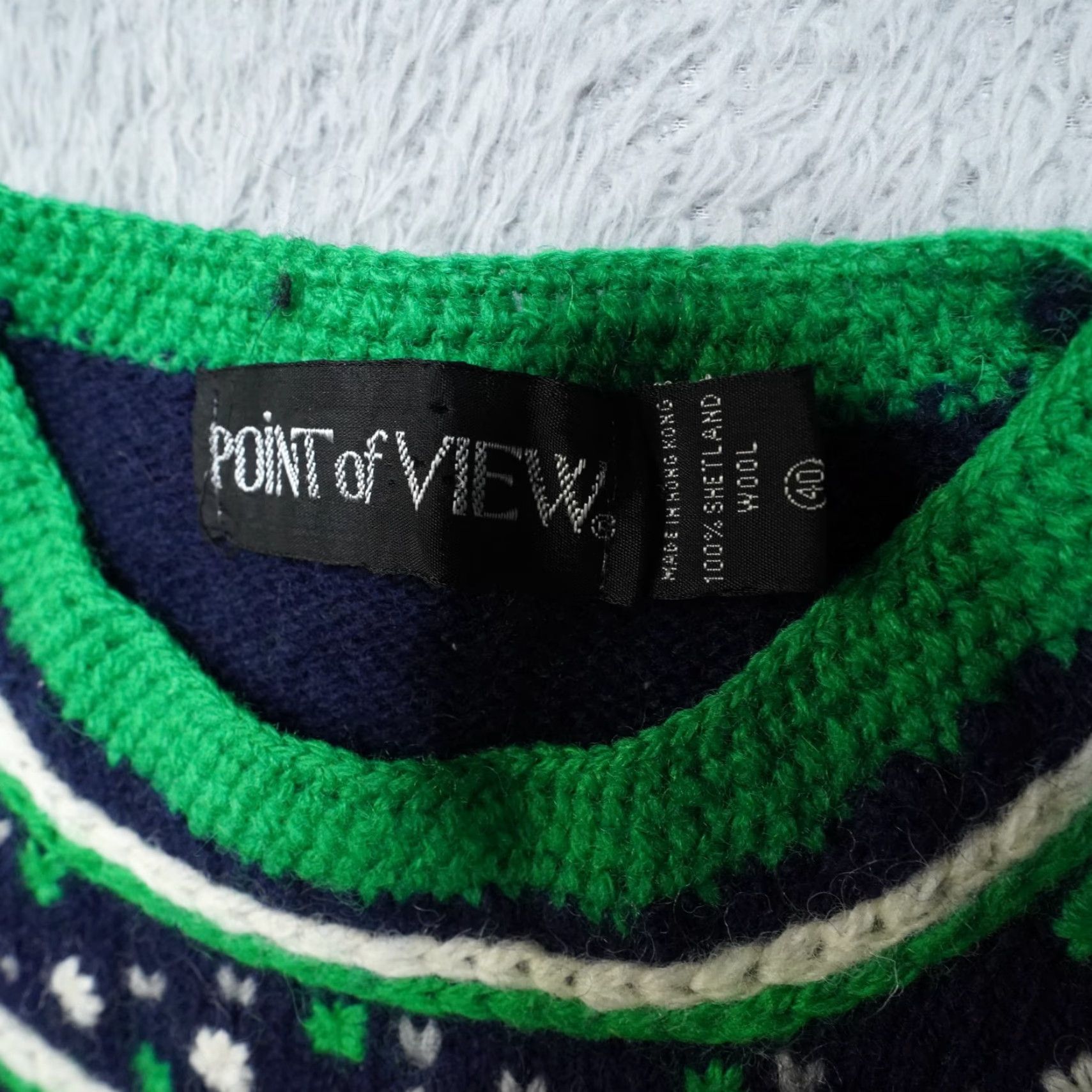 Vintage VINTAGE Point Of View Sweater Shirt Unisex Adults Knit Wool Blue 80s 90s Cable V-Neck Long Sleeve Pullover Medium M Size M / US 6-8 / IT 42-44 - 5 Thumbnail