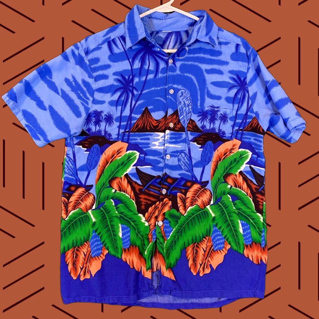 Vintage VINTAGE Hawaiian Shirt Mens Medium Blue Floral Button-Up Top Short Sleeve Casual Shirt Size US M / EU 48-50 / 2 - 1 Thumbnail