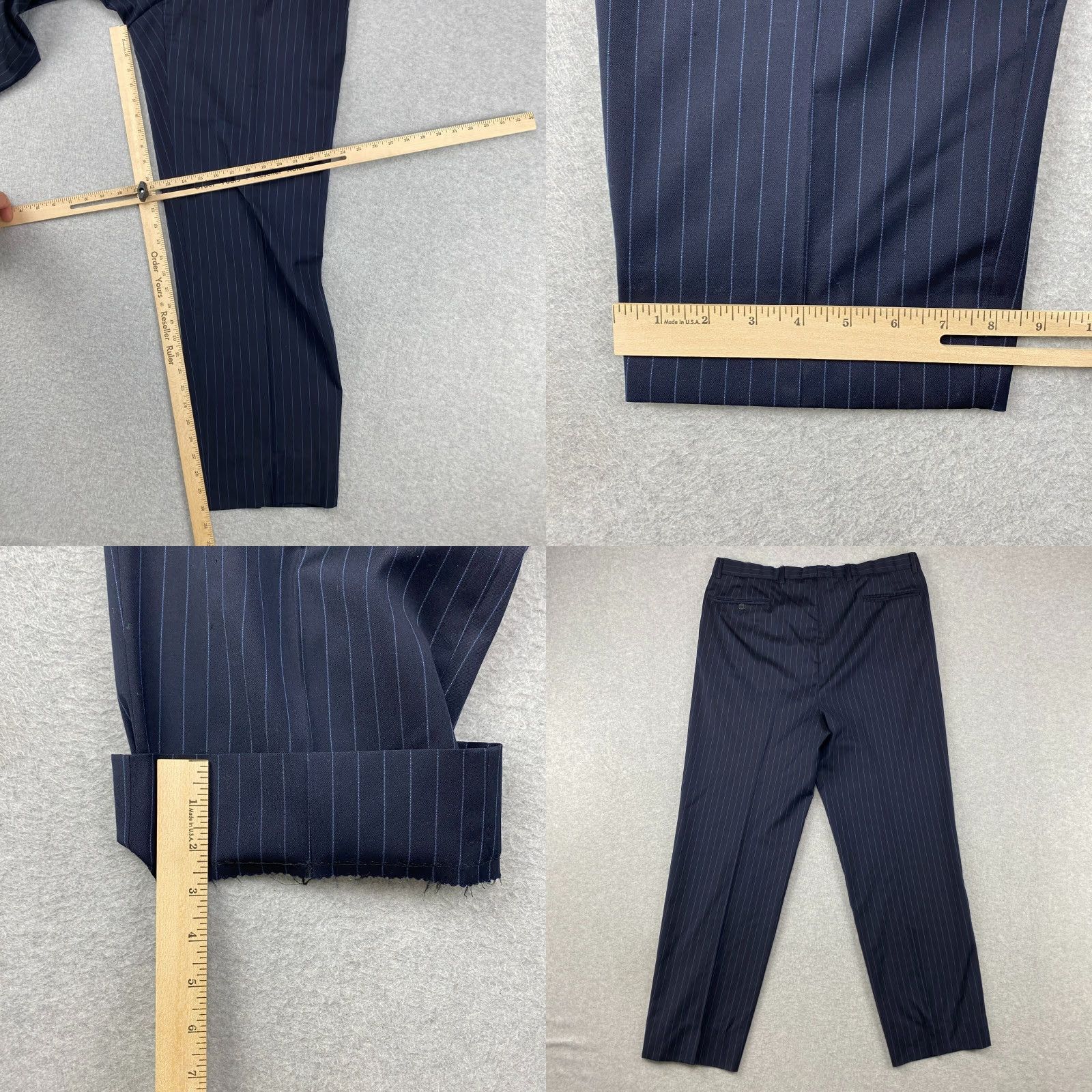 Joseph Abboud Joseph Abboud Loro Piana Suit Mens 43L/W37 Blue Pinstripe Super 120's Wool USA Size 46R - 11 Thumbnail