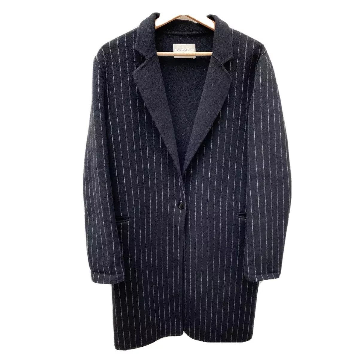 Sandro Black Striped Wool Coat Size M / US 6-8 / IT 42-44 - 1 Thumbnail