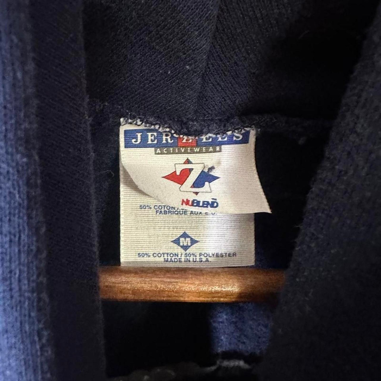 Jerzees Vintage 90s Basic Essentials Navy Blue Hoodie Sweatshirt Size US M / EU 48-50 / 2 - 3 Thumbnail