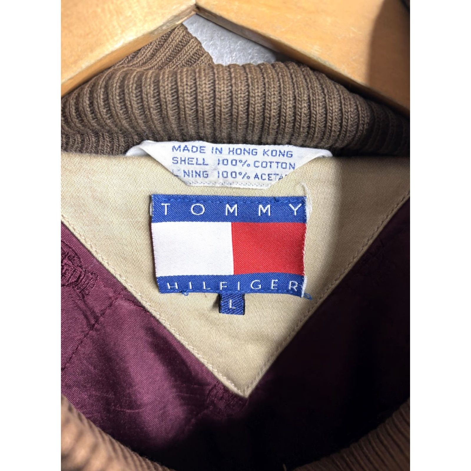 Tommy Hilfiger VINTAGE Tommy Hilfiger Jacket Mens Large Green Cotton Bomber Zip Hong Kong 90s Size US L / EU 52-54 / 3 - 4 Thumbnail