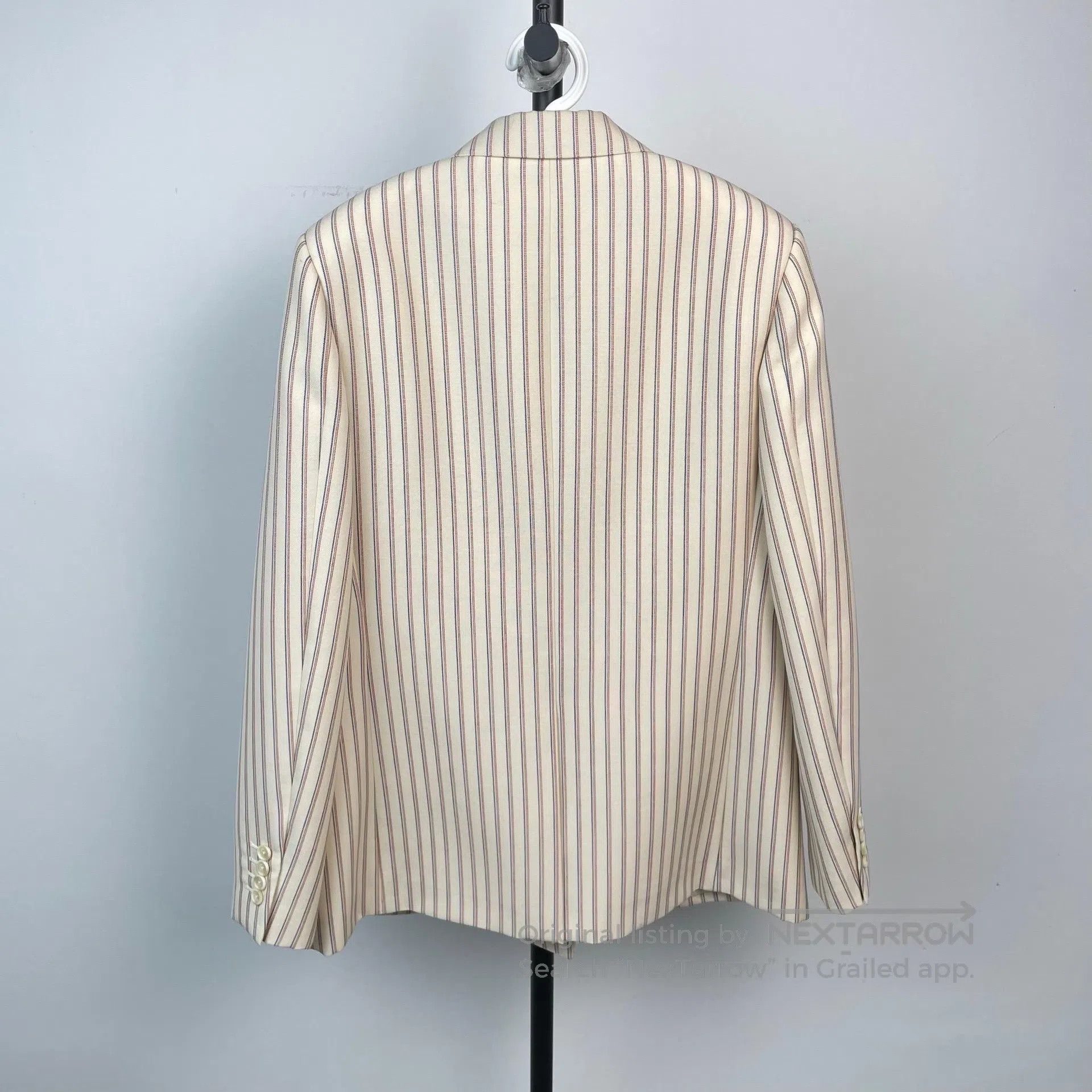 Celine CELINE Beige Double Breasted Striped Wool Suit Jacket| Size S / US 4 / IT 40 - 2 Thumbnail