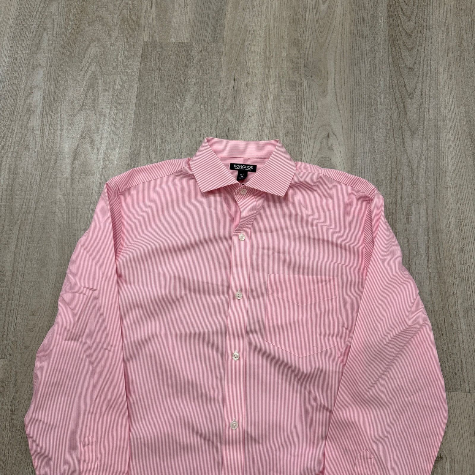 Bonobos Bonobos Shirt Men's 15.5 - 34 Pink White Striped Slim Fit Size US M / EU 48-50 / 2 - 3 Thumbnail
