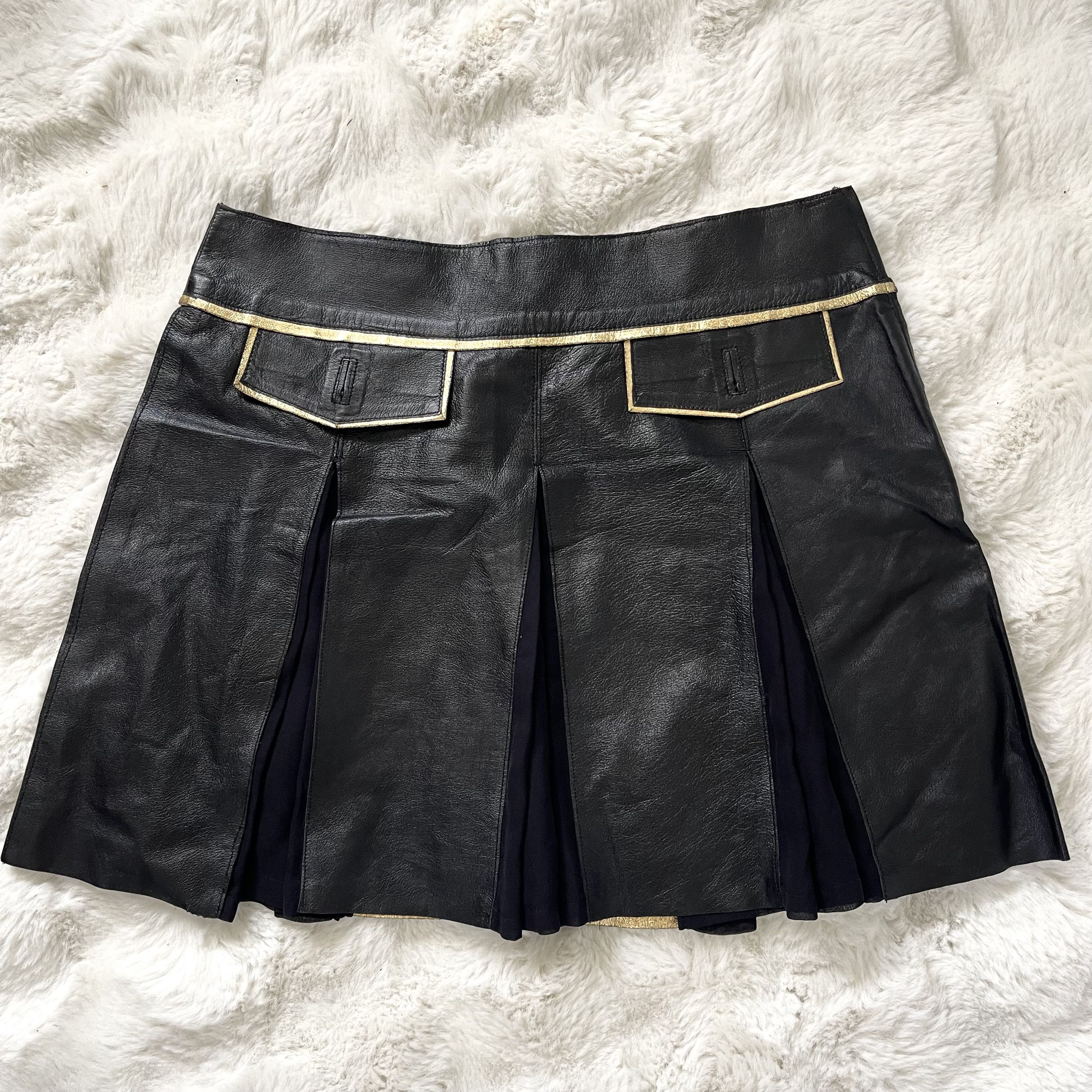 Dolce & Gabbana Vintage Dolce & Gabbana Leather + Silk Skirt Size 27" / US 4 / IT 40 - 1 Thumbnail