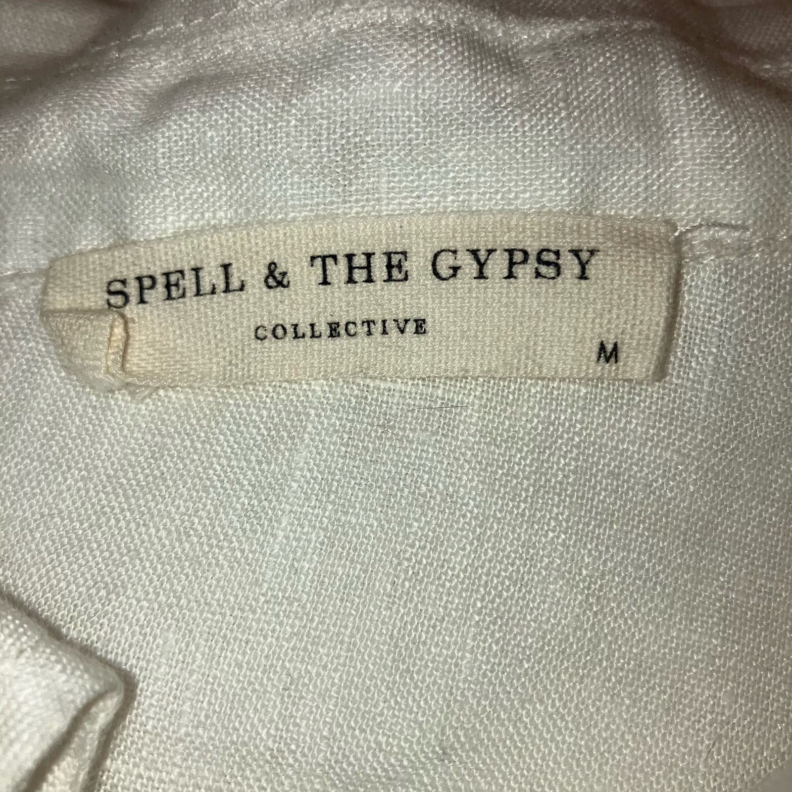 Spell Spell and the Gypsy Basic White Linen Blouse-Medium Size M / US 6-8 / IT 42-44 - 11 Thumbnail