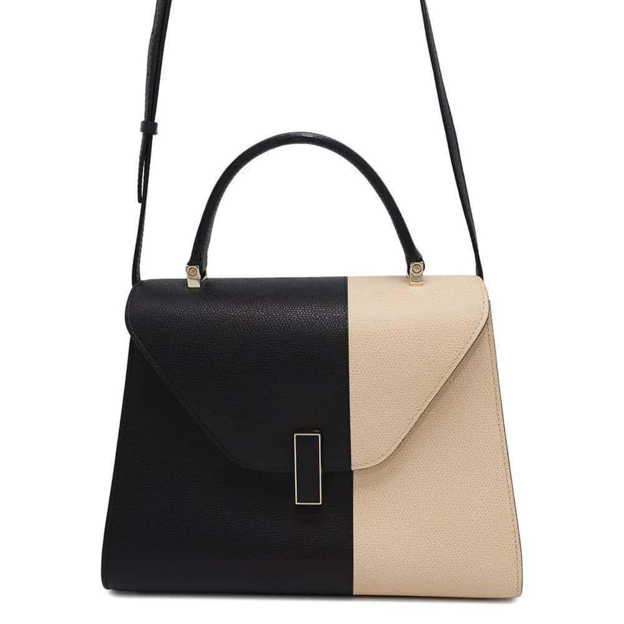 Valextra Handbag Iside Medium 2Way Shoulder Bag Black in Beige, Women's