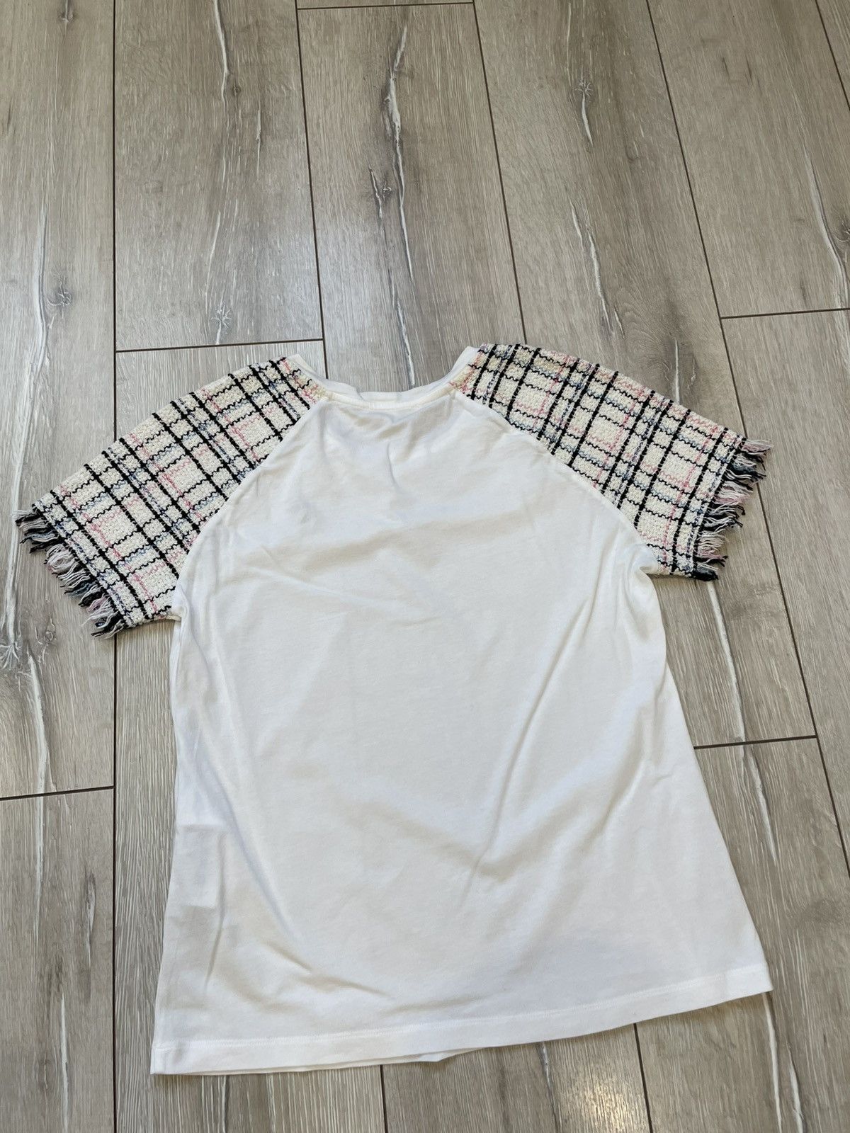 Maje Maje Paris Tweed-Sleeve Tee in Ecru MSRP$155 Parian Chic Size XS / US 0-2 / IT 36-38 - 14 Thumbnail