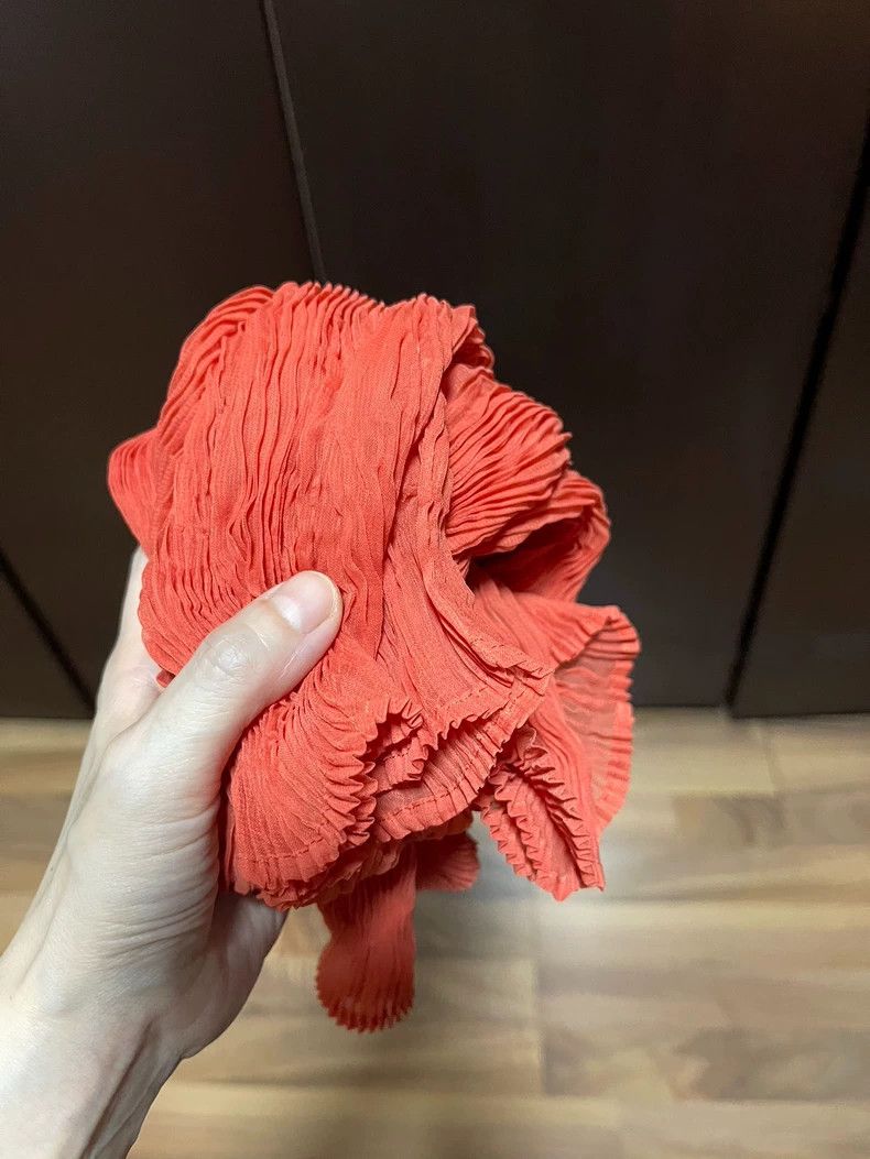 Issey Miyake Issey Miyake Orange pleated see-through top Size M / US 6-8 / IT 42-44 - 7 Thumbnail