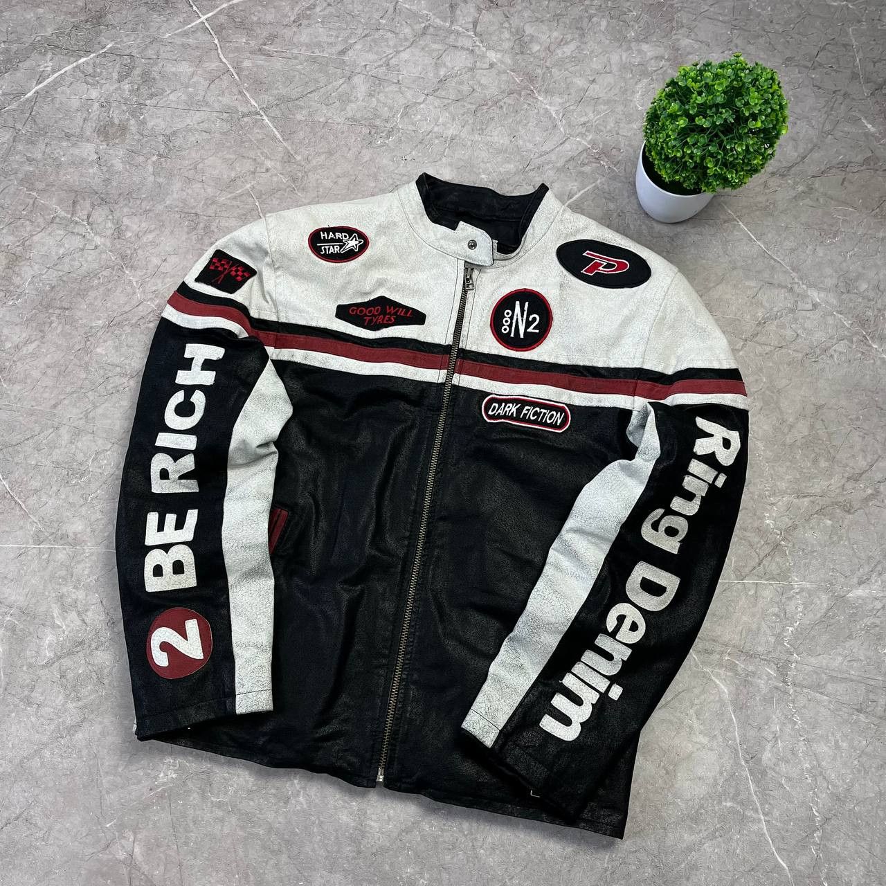 Japanese Brand Vintage Much More White/Black Racing Leather Moto Jacket Size US M / EU 48-50 / 2 - 7 Thumbnail