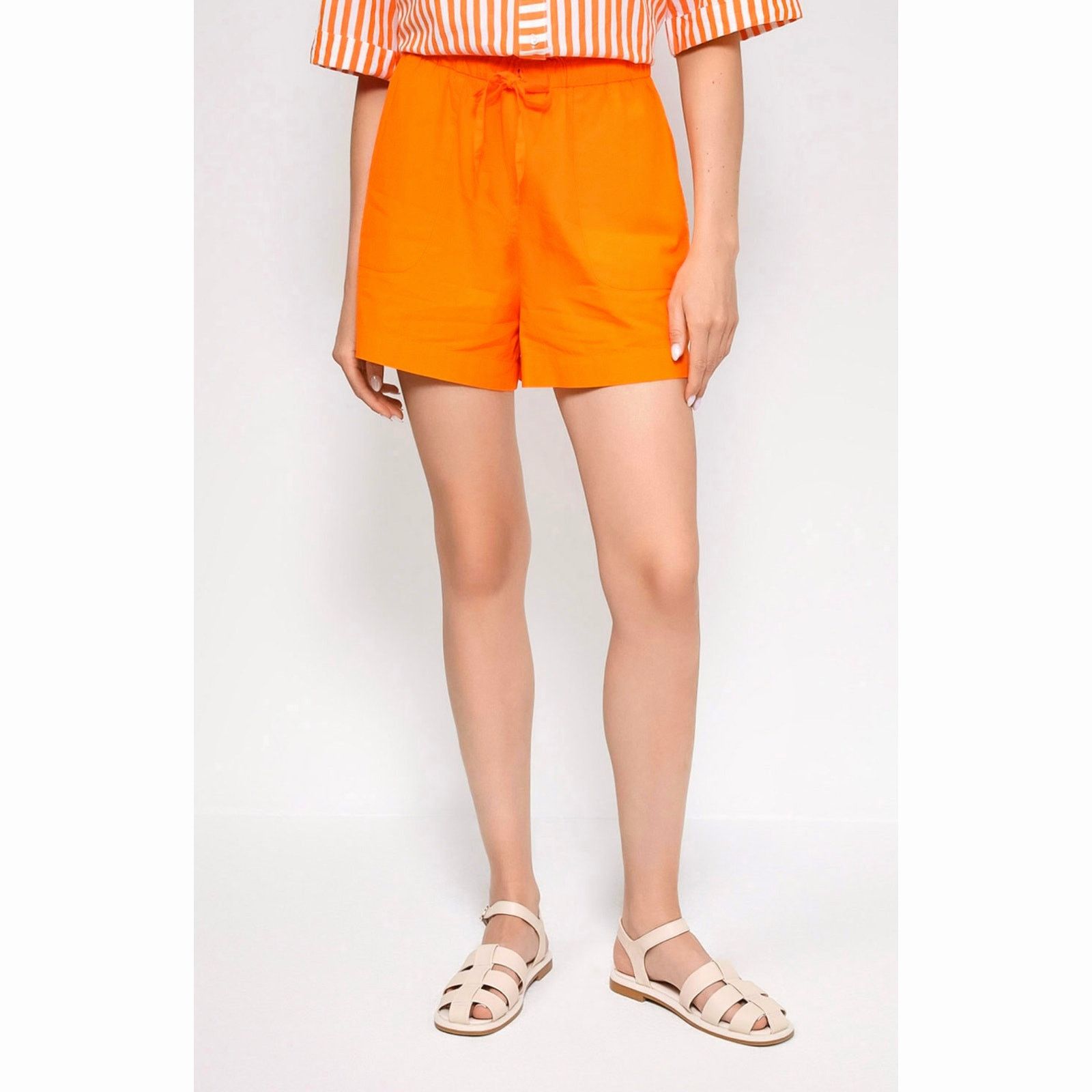 PIOMBO Piombo Drawstring Cotton Shorts with Pockets Orange size L Size 32" / US 10 / IT 46 - 2 Thumbnail