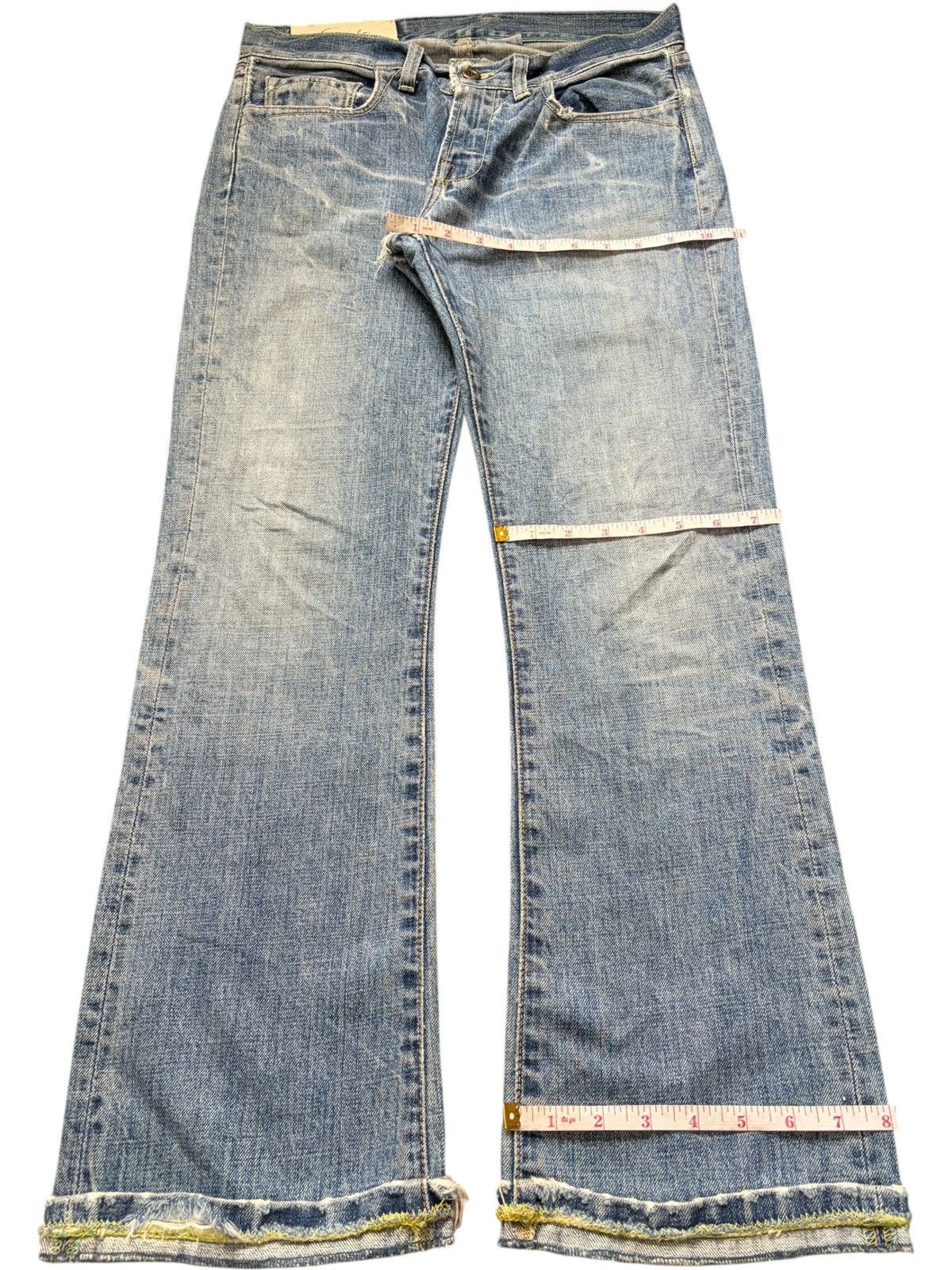 Buck Mason Vintage Japanese Brand Loomstate Distressed Flare Jeans Size 30" / US 8 / IT 44 - 8 Thumbnail