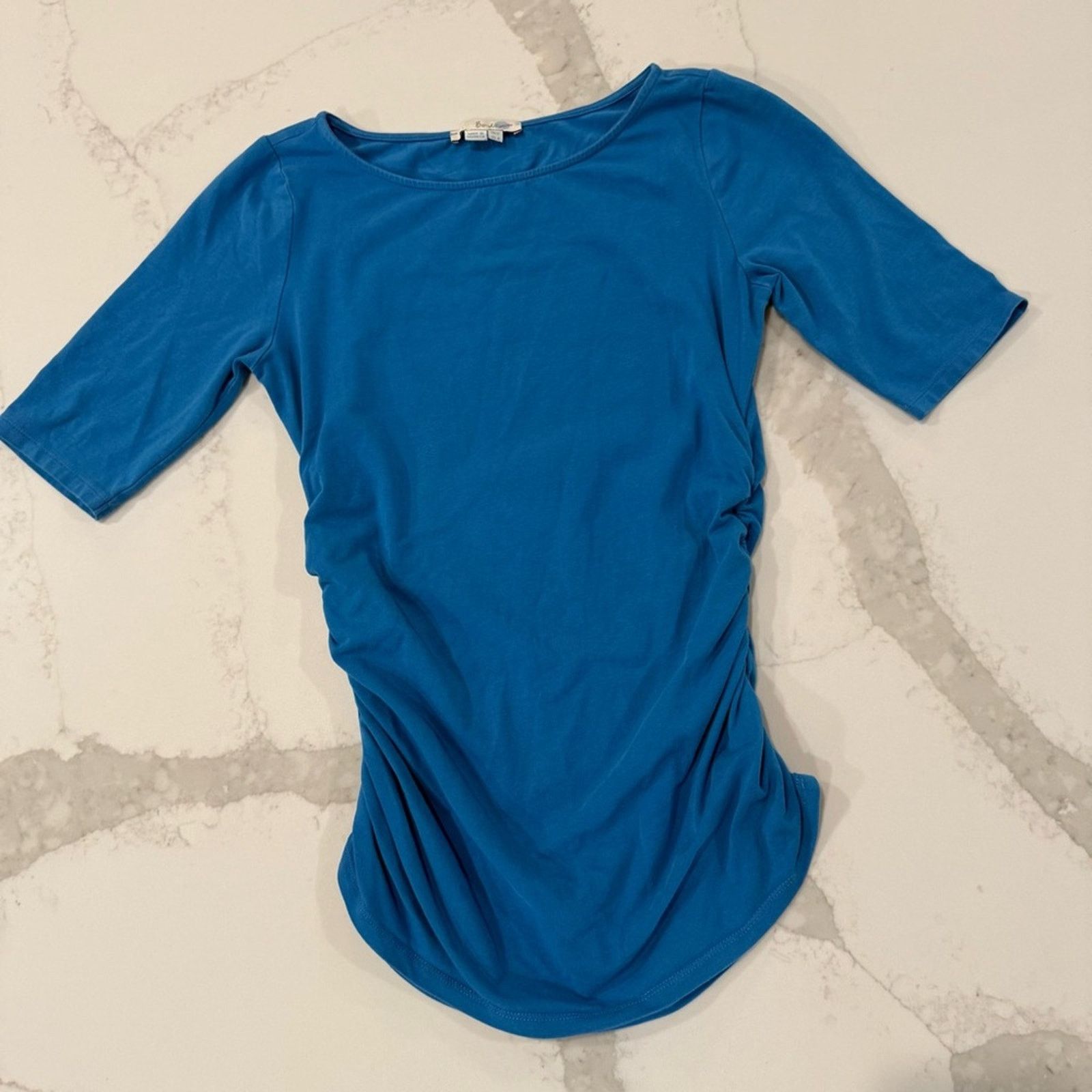 Boden Boden Ruched Sides Short Sleeve Scoop Neck Top Womens 8 Blue Size M / US 6-8 / IT 42-44 - 1 Thumbnail