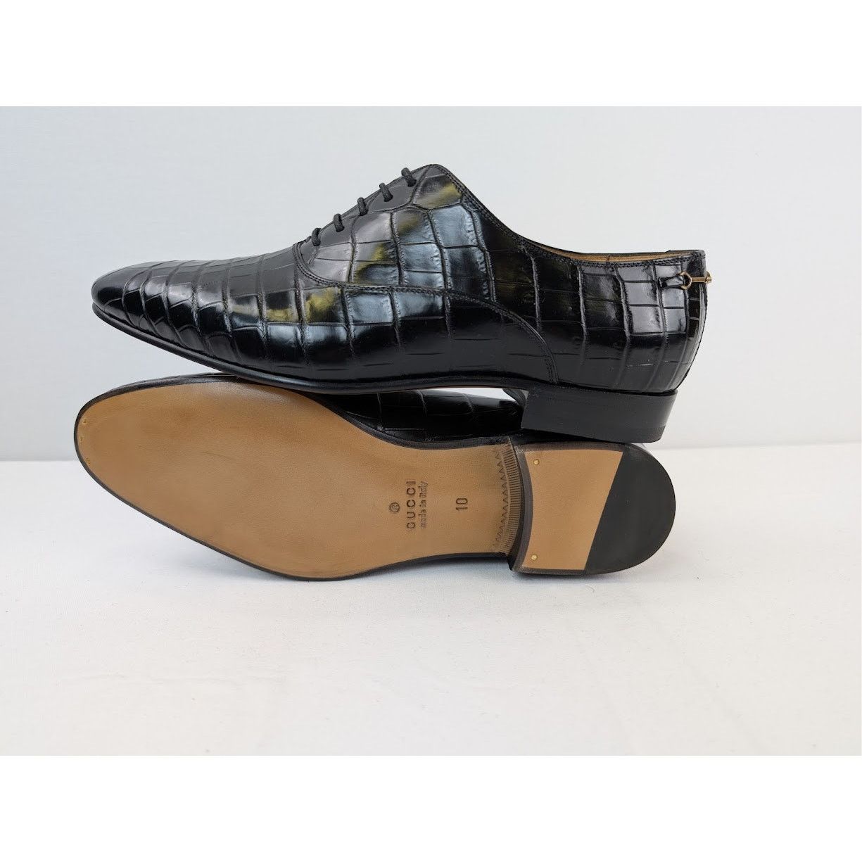 Gucci o1rshd1 Croco Niloticus Shoes in Black Size US 10.5 / EU 43-44 - 14 Thumbnail
