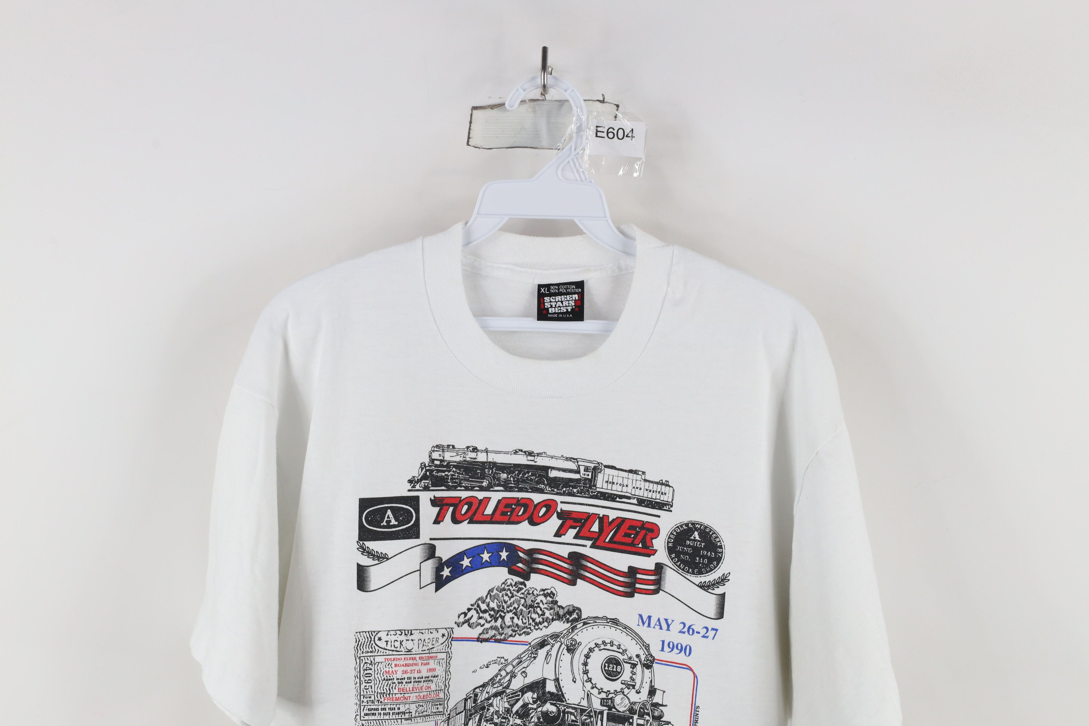 Vintage Vintage 90s Flyer Locomotive Train Short Sleeve T-Shirt USA Size US XL / EU 56 / 4 - 2 Thumbnail