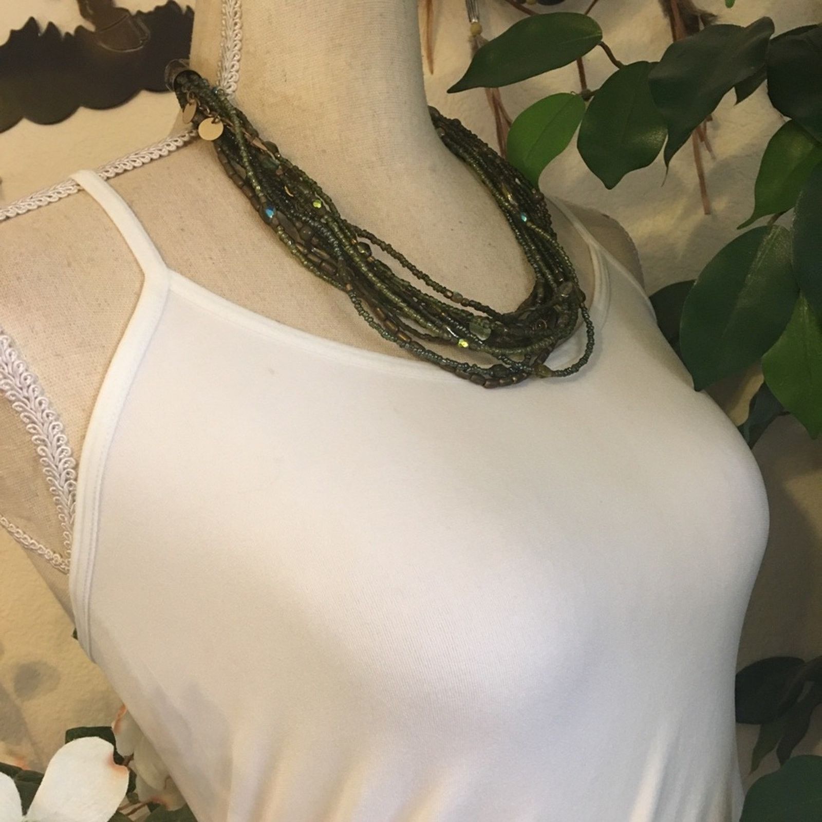 Vintage Vintage 90s forest tone glass & seed bead necklace Size ONE SIZE - 2 Thumbnail