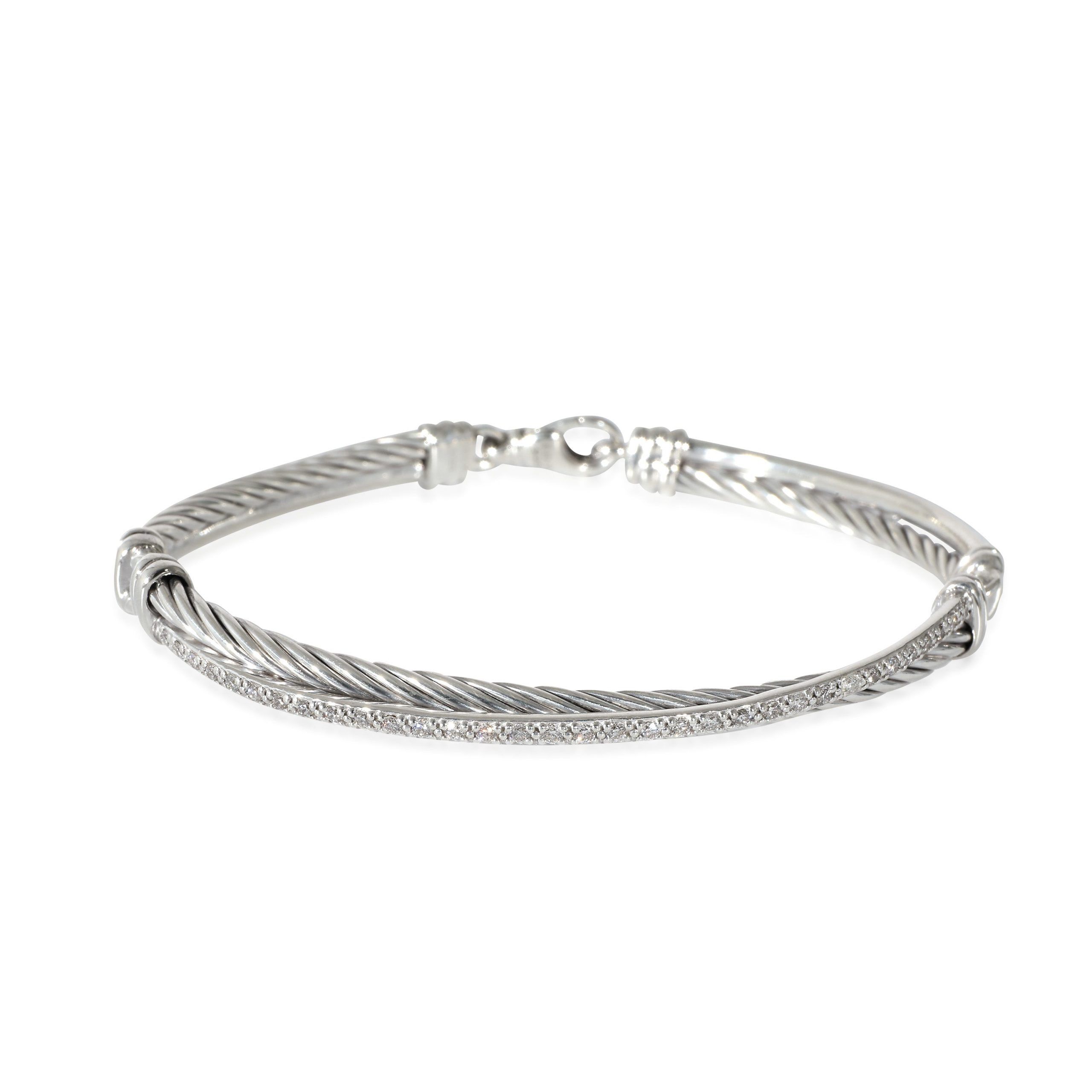 David Yurman Crossover Bracelet in Sterling Silver 0.43 CTW