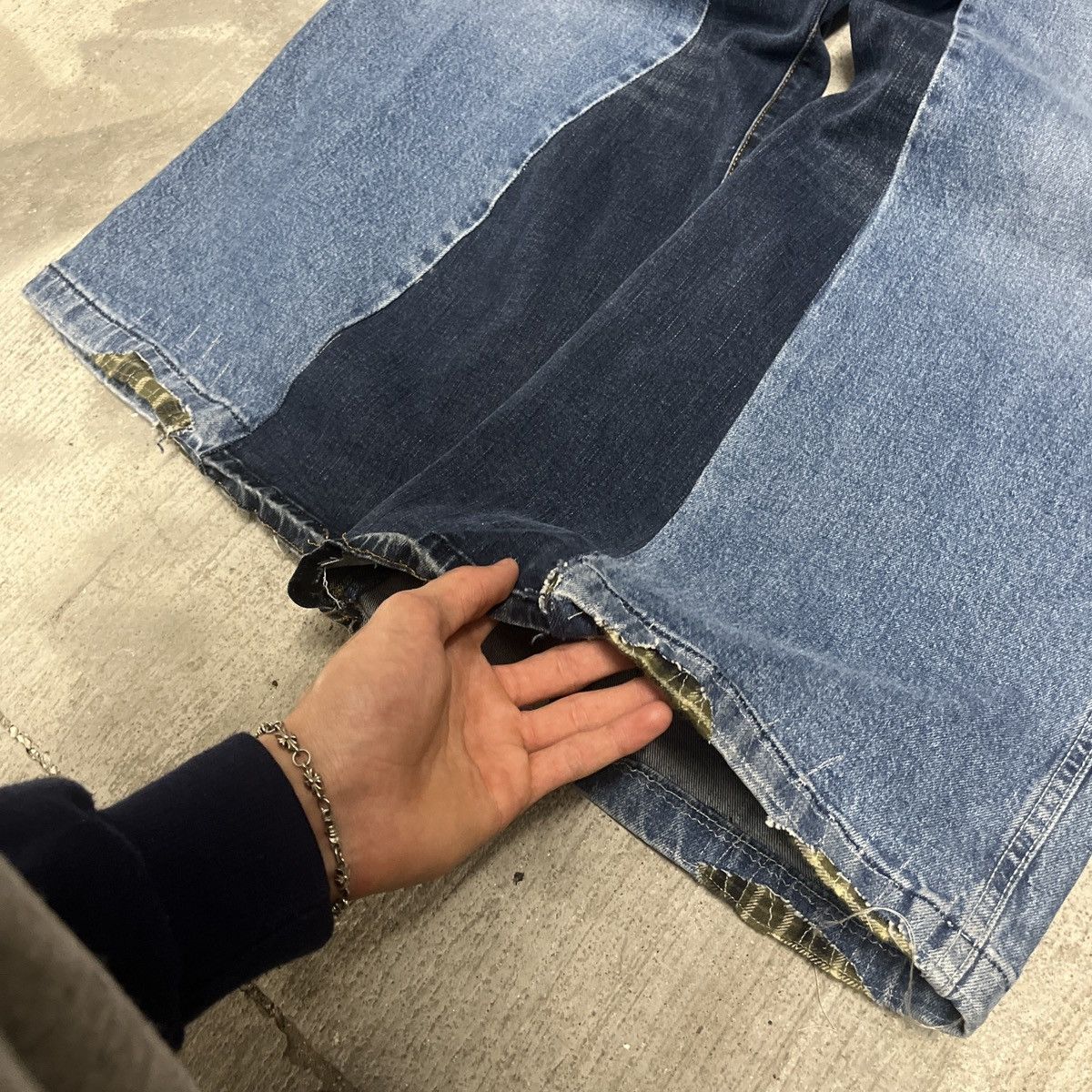Other Stone Studios Two Tone Blue Flared Denim Jeans Size US 38 / EU 54 - 3 Thumbnail