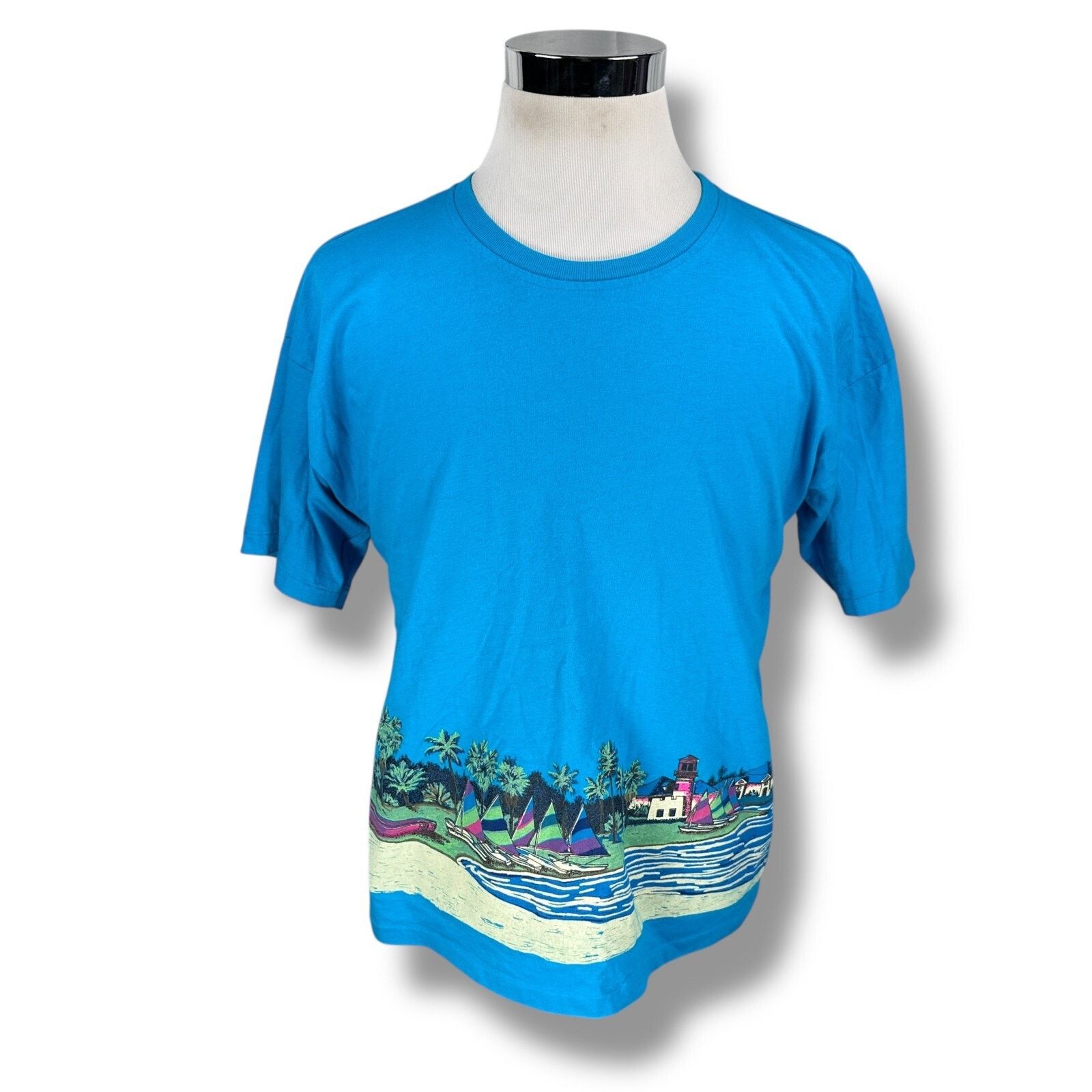 Other Vintage Sport T-Shirt Mens Medium Blue Tropical Palm Tree Size US M / EU 48-50 / 2 - 1 Thumbnail