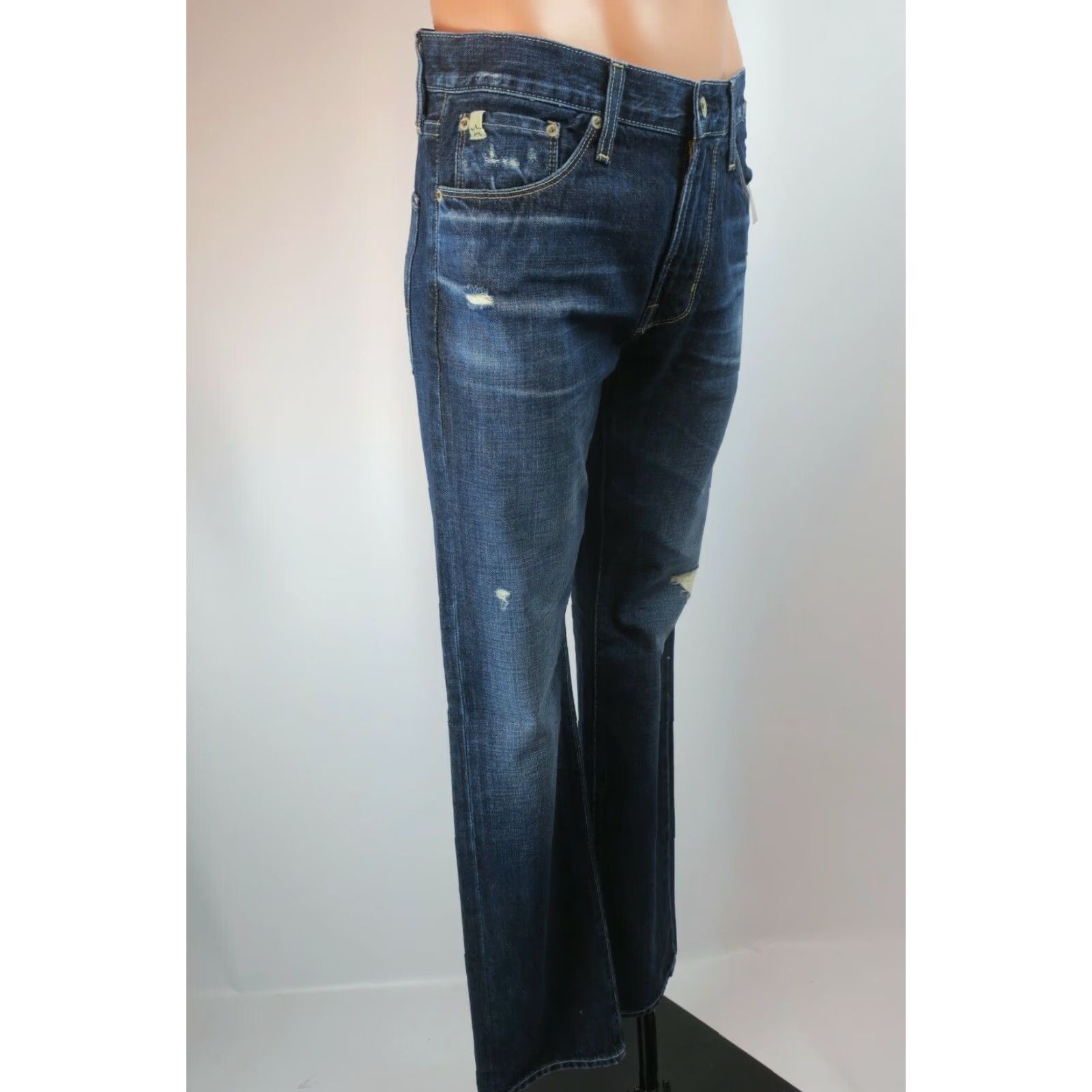 BIG STAR Division Straight Jeans Men 32x34 Denim Distressed Dark Wash NWT NEW Sample 34 Inseam 34 Youth?