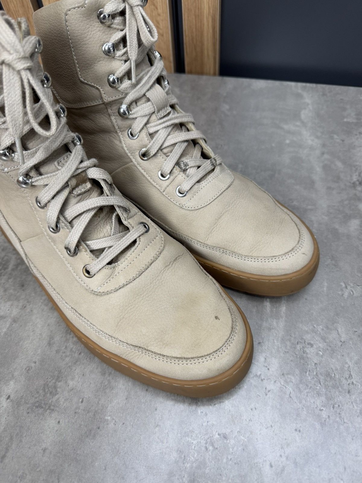 Filling Pieces Filling Pieces Beige Leather High Top Sneakers Size 43 Size US 10 / EU 43 - 2 Thumbnail