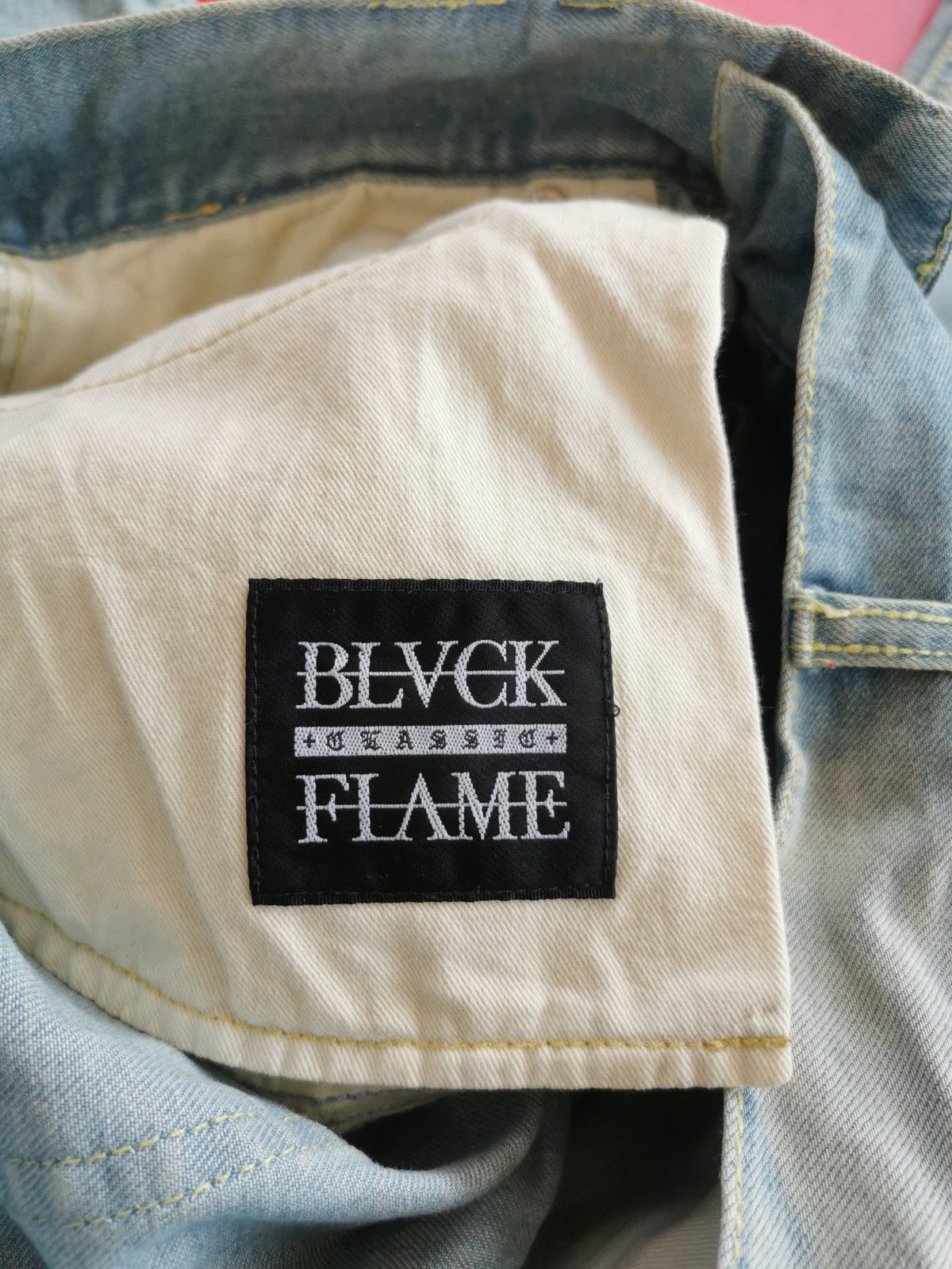 Seditionaries Black Flame Patchwork Distressed Zipper Biker Jeans Size US 32 / EU 48 - 10 Thumbnail