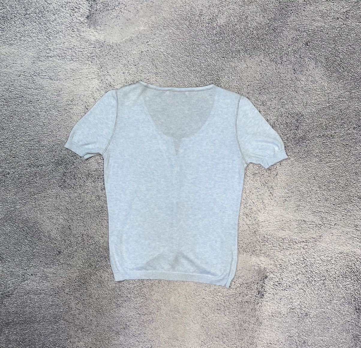 Brunello Cucinelli Brunello Cucinelli Light Blue Knit Top Button Up Italy M/S Size M / US 6-8 / IT 42-44 - 14 Thumbnail